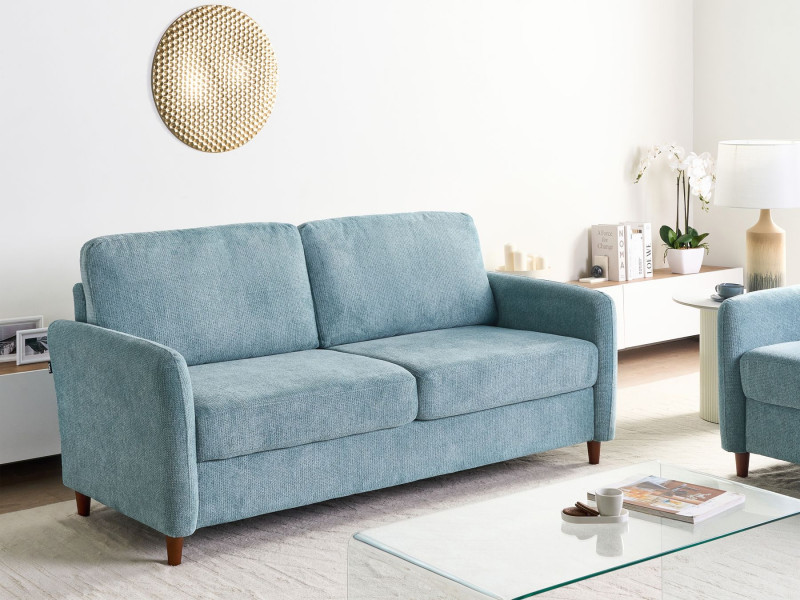 Sofa trzyosobowa tapicerowana niebieska