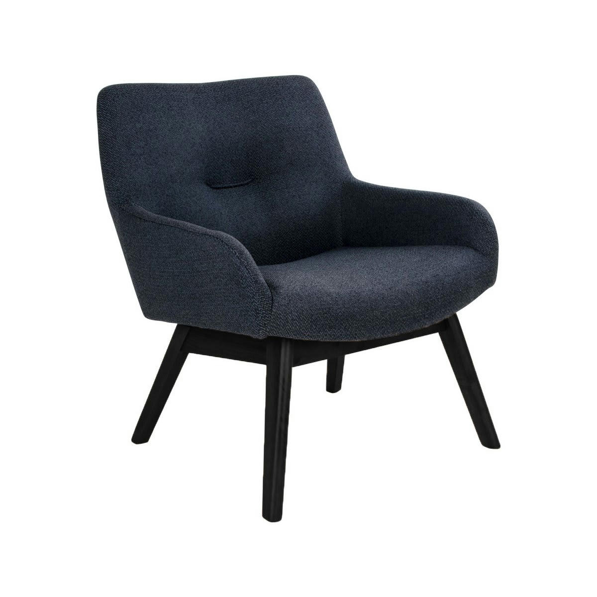 HARMANCE - Fauteuil lounge en tissu pieds bois noir bleu