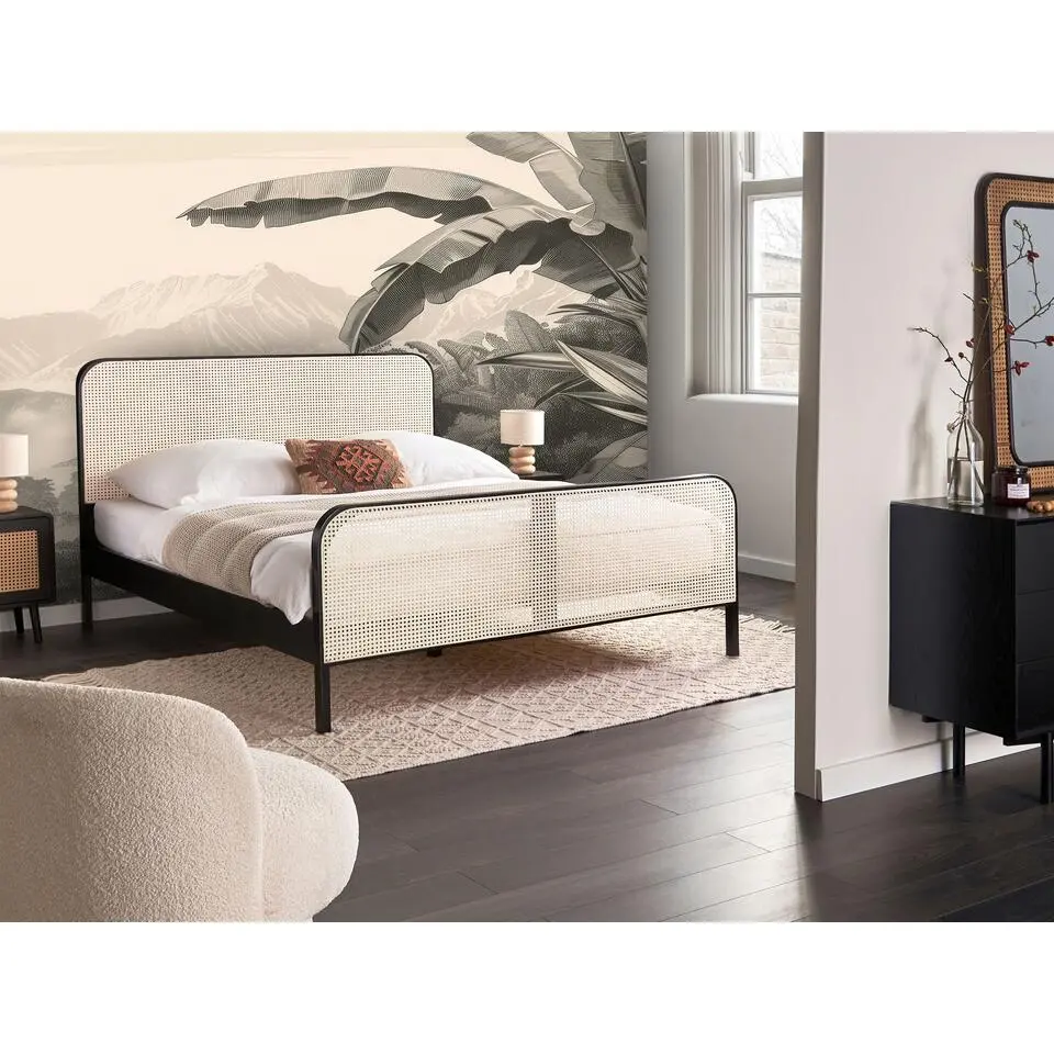 GONFARON - Tweepersoonsbed - Zwart - 160 x 200 cm - Dennenhout