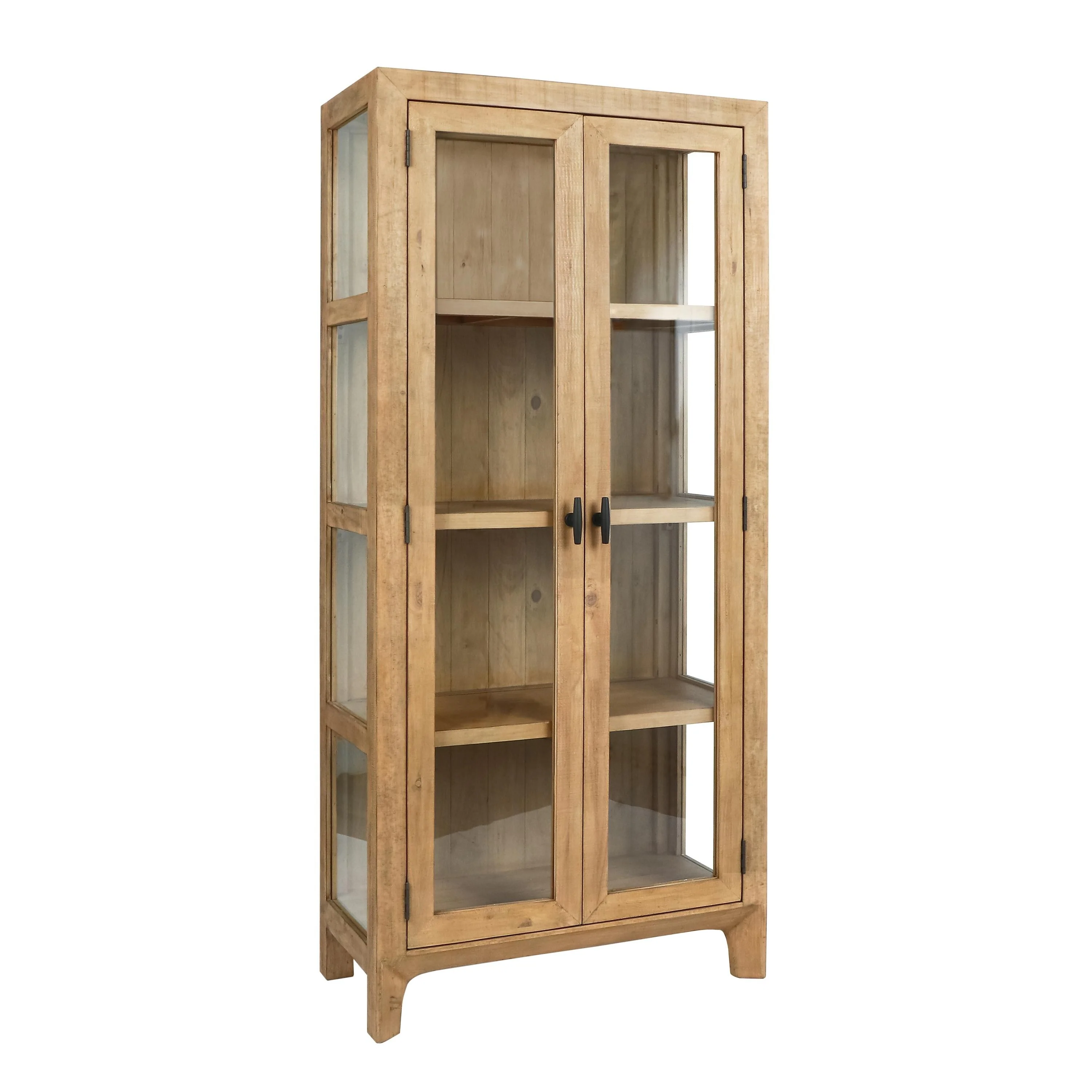 Classic Home Crest 79 Reclaimed Pine Wood Curio Cabinet in Natural