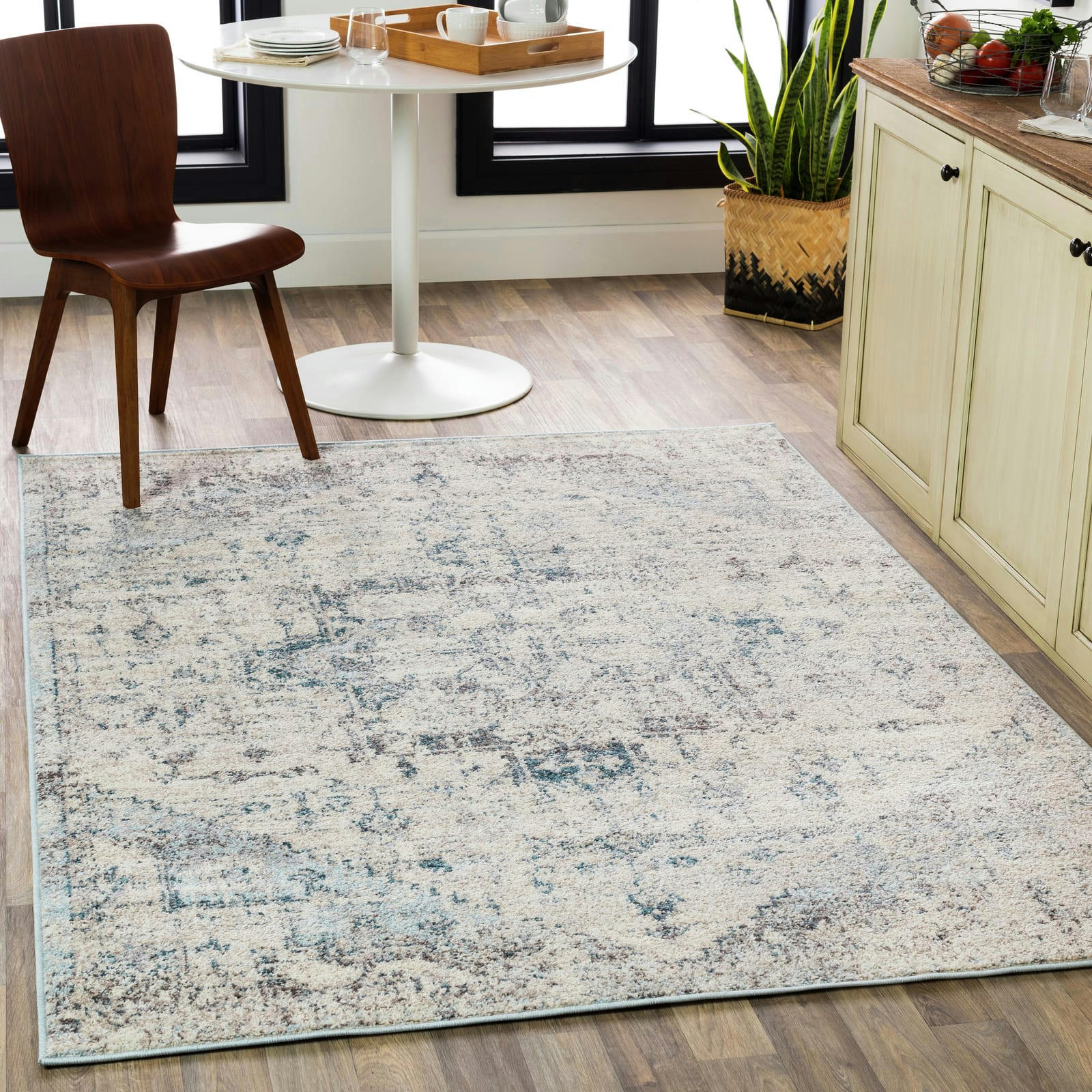LYA - Tapis Vintage Oriental Ivoire/Bleu 200x275