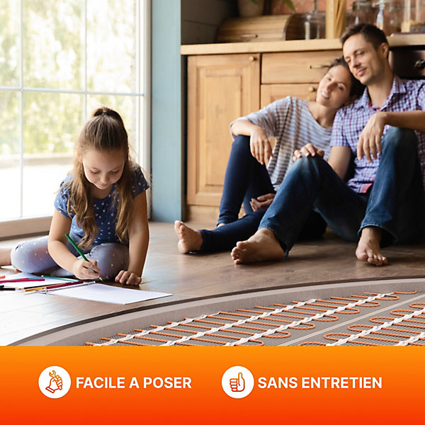 Chauffage au sol électrique WARMON CLASSIC LIGHT 100 W/m²   Thermostat TS 100 Tactile noir - 2,5 m²