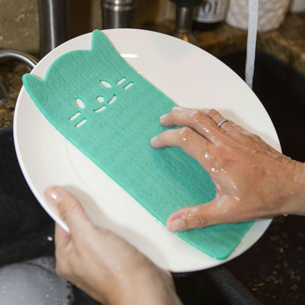 - Lot de 3 lingettes nettoyables et réutilisables chat coton multicolore