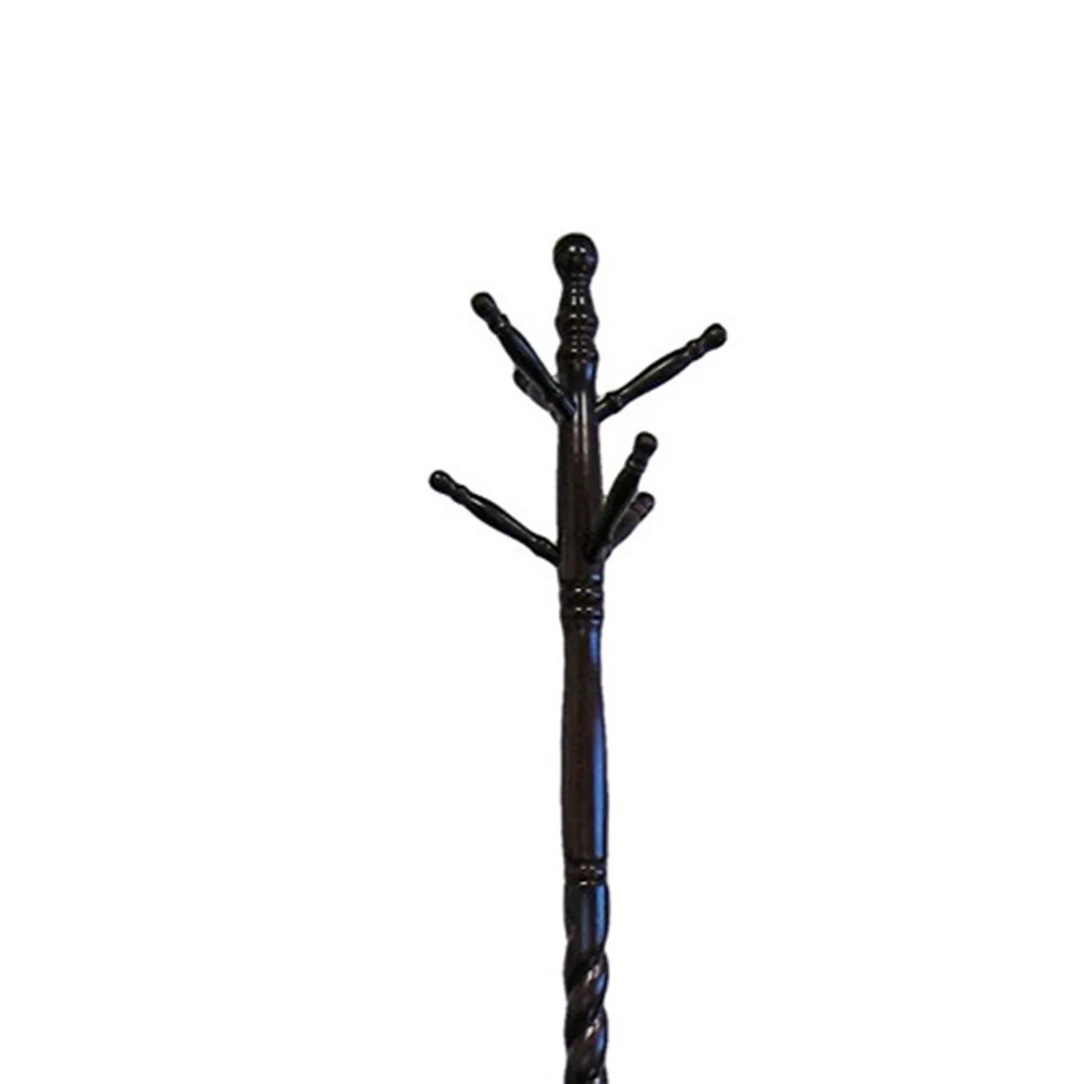 Sturdy Wooden Twist Hall Tree Coat Rack, Dark Brown