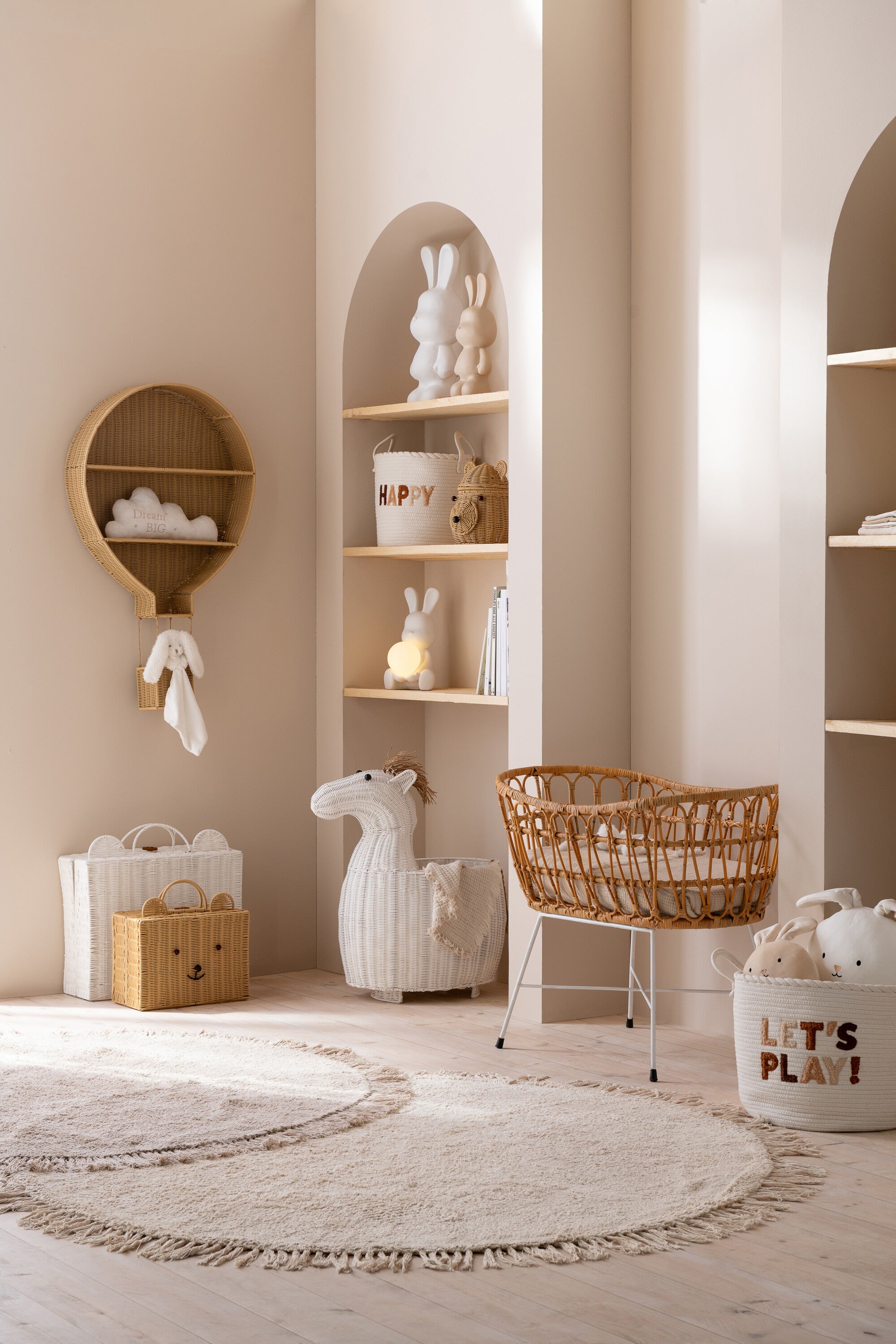 J-Line tapijt Rond + Franjes - katoen - beige