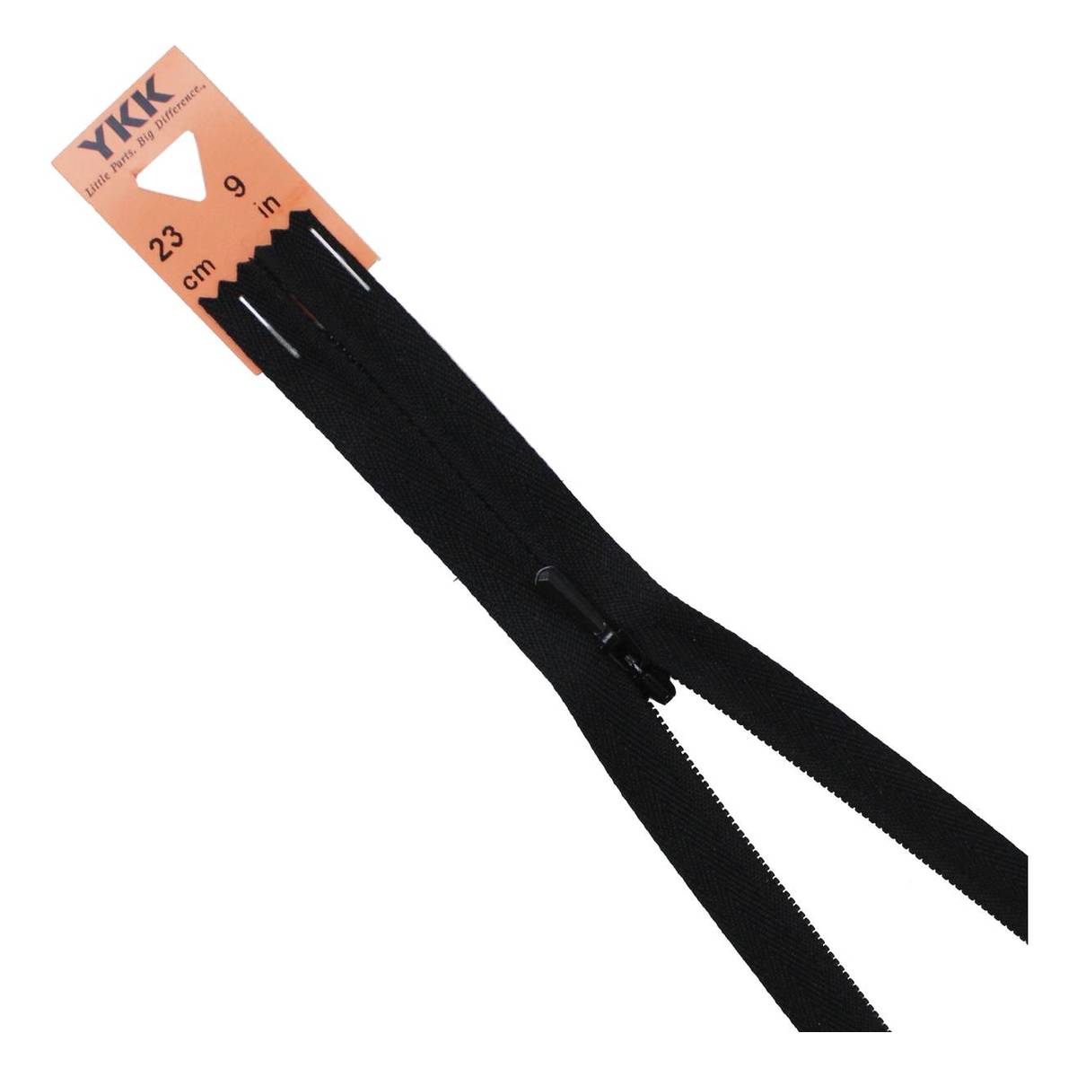 YKK Black Concealed Zip 23cm