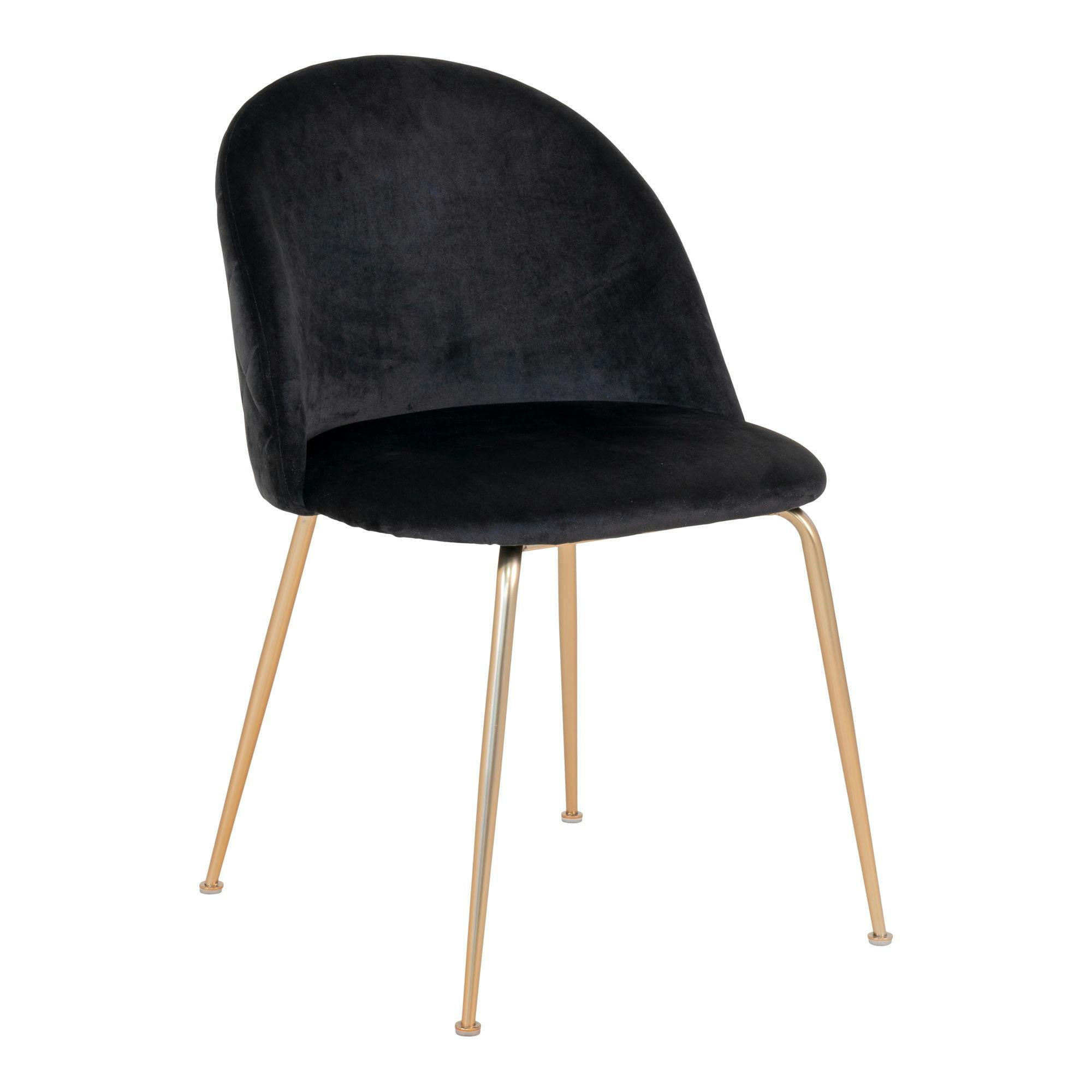 Chaise en velours noir à dossier rond (lot de 2) MONTREUX