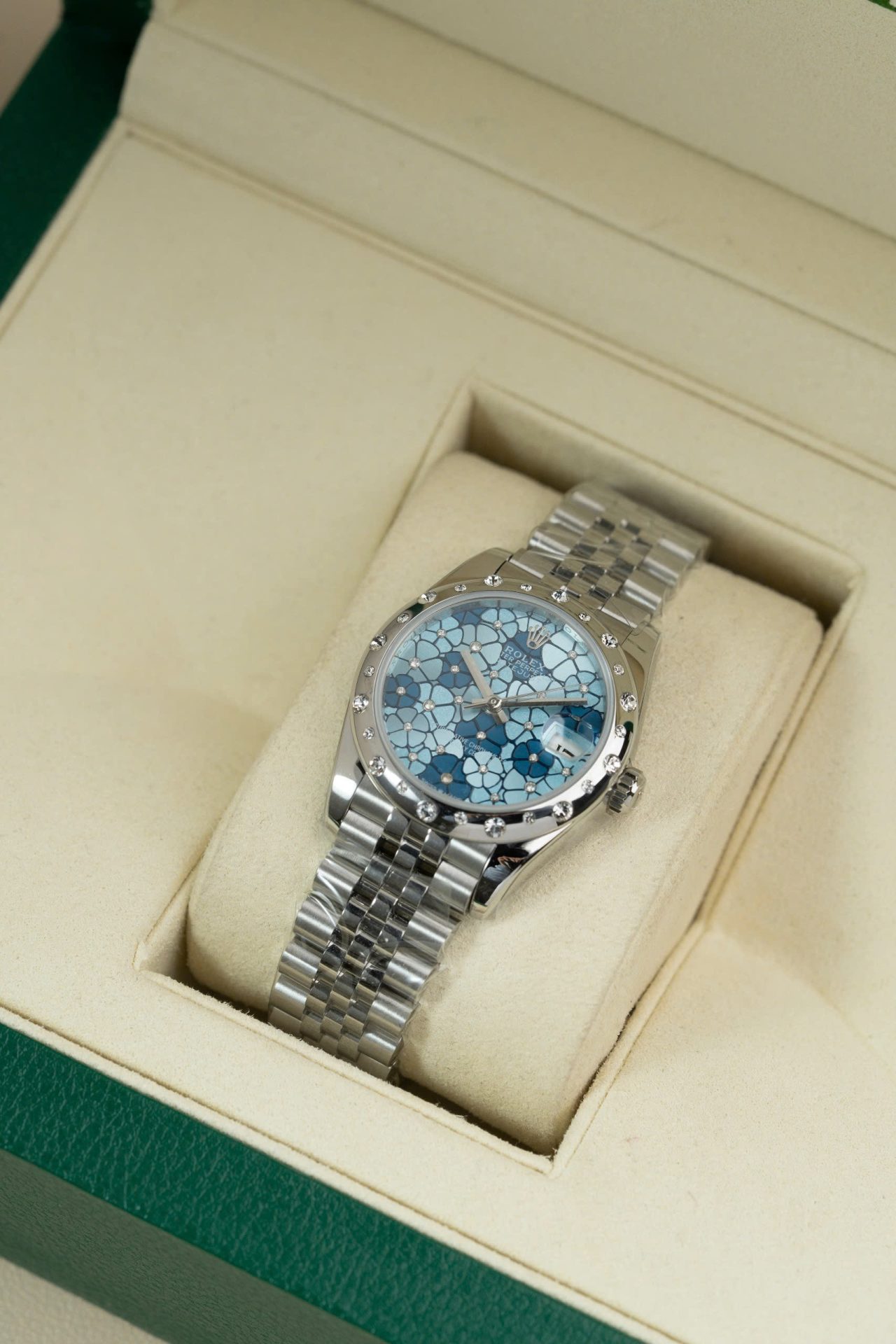 Rolex Datejust 278344 316L Steel Flower Blue Dial CZ Diamonds 31mm Jub AAA Replica