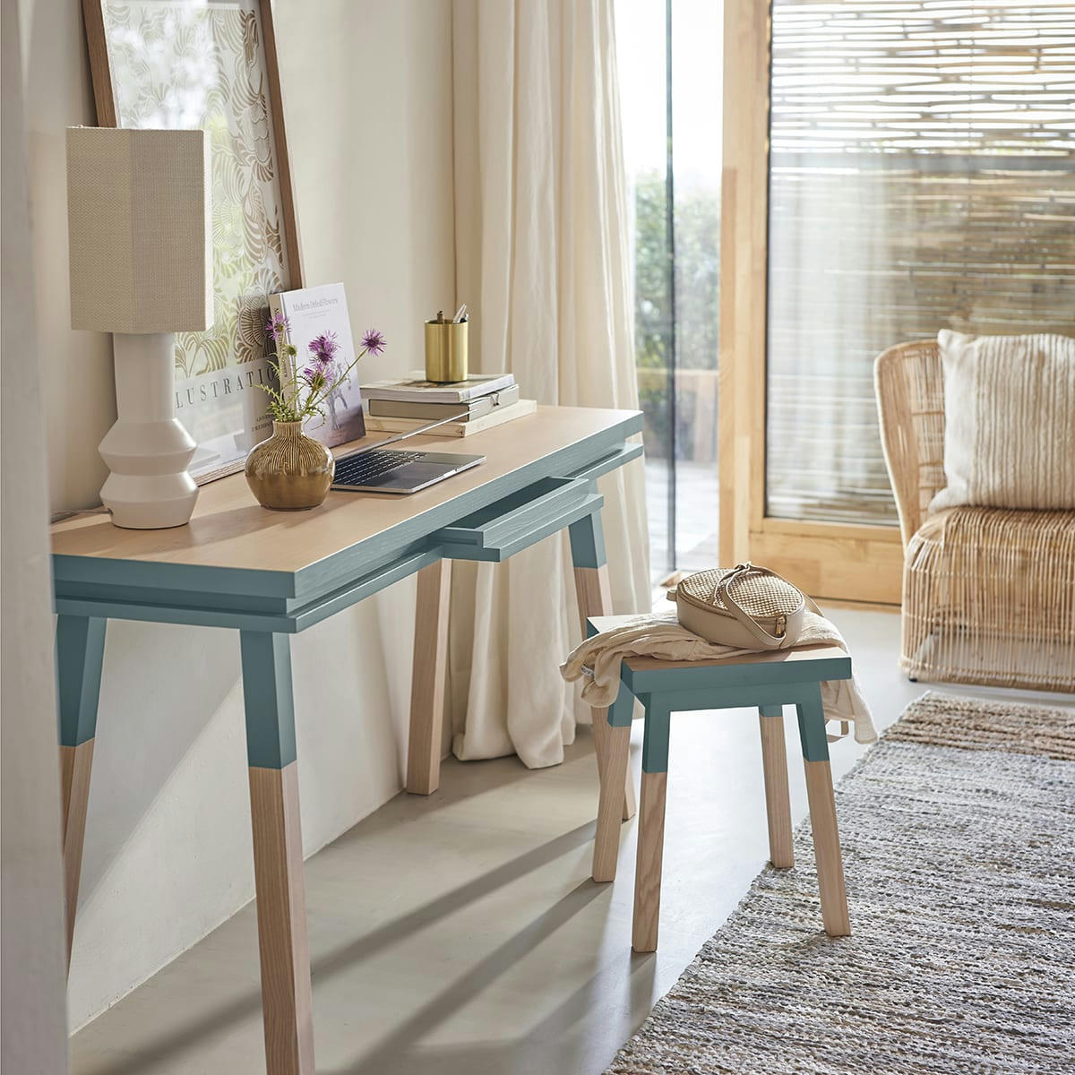 EGEE - Bureau Console rectangulaire 140 cm, 100% frêne massif