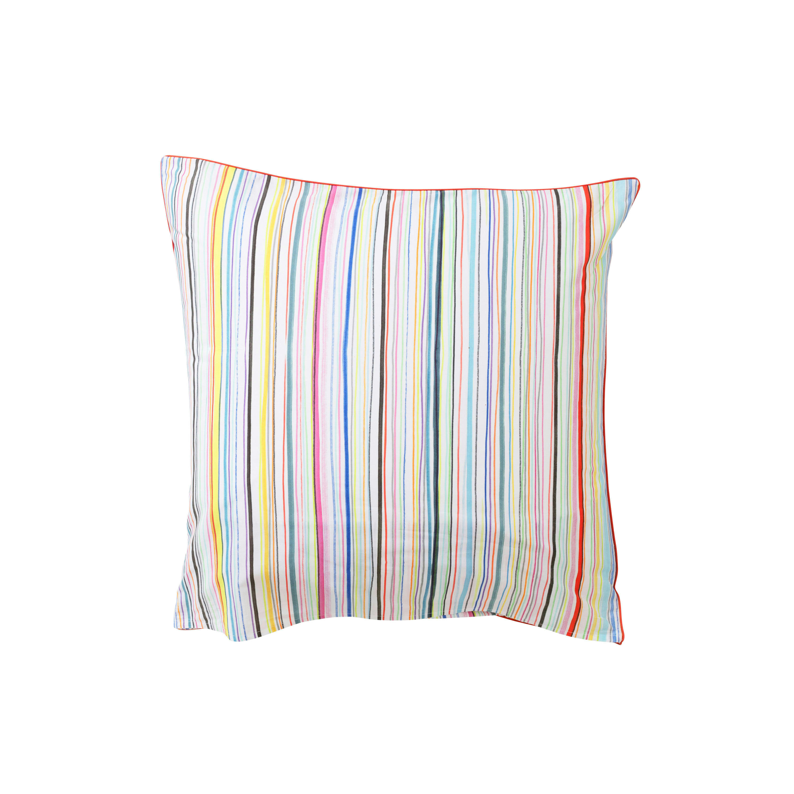 RECIF - Taie d'oreiller carrée percale de coton imprimé blanc 64 x 64 cm