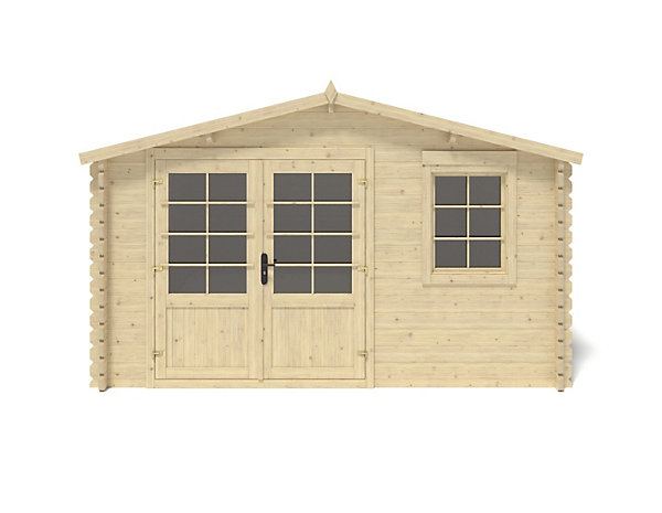 Abri de jardin en bois - 15.21m2 - 3.9x3.9m - Ep. 40mm - Couleur: naturel - DOM658