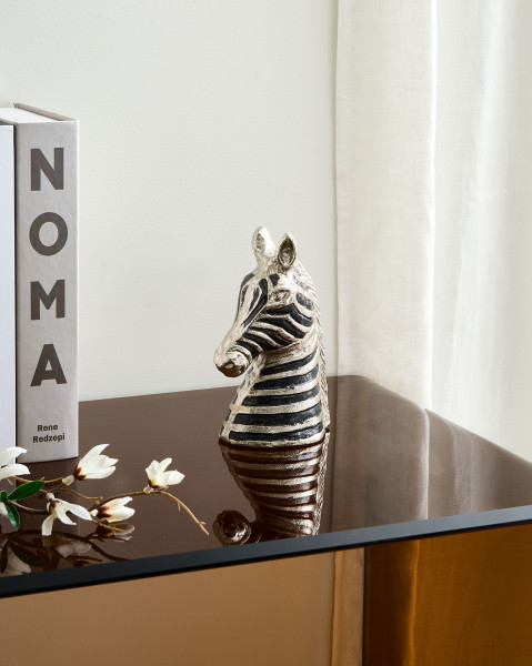 Figurka dekoracyjna ozdoba metalowa zebra srebrna