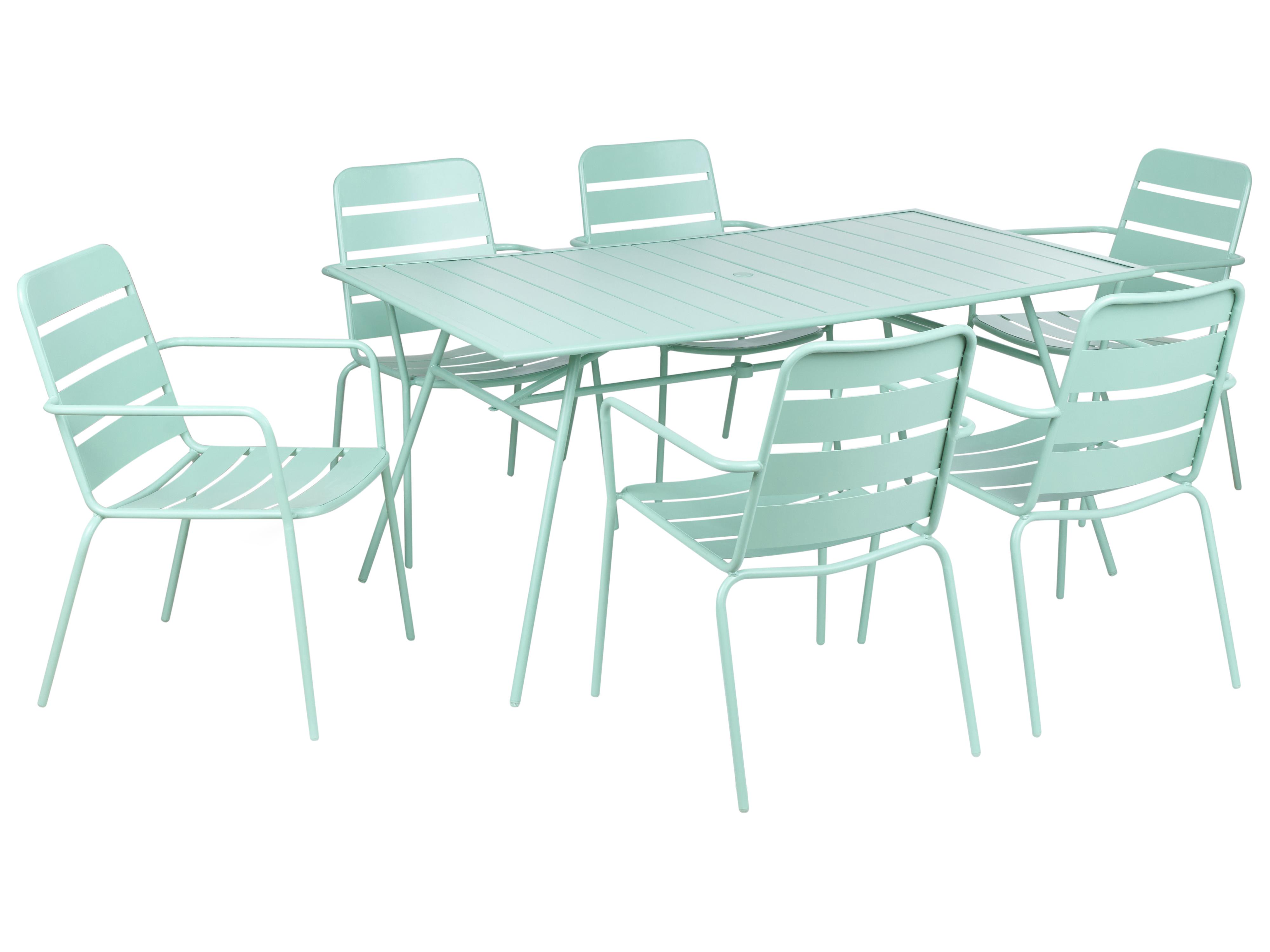 Garden Dining Set 6 Seater TERENZO Metal Mint Green
