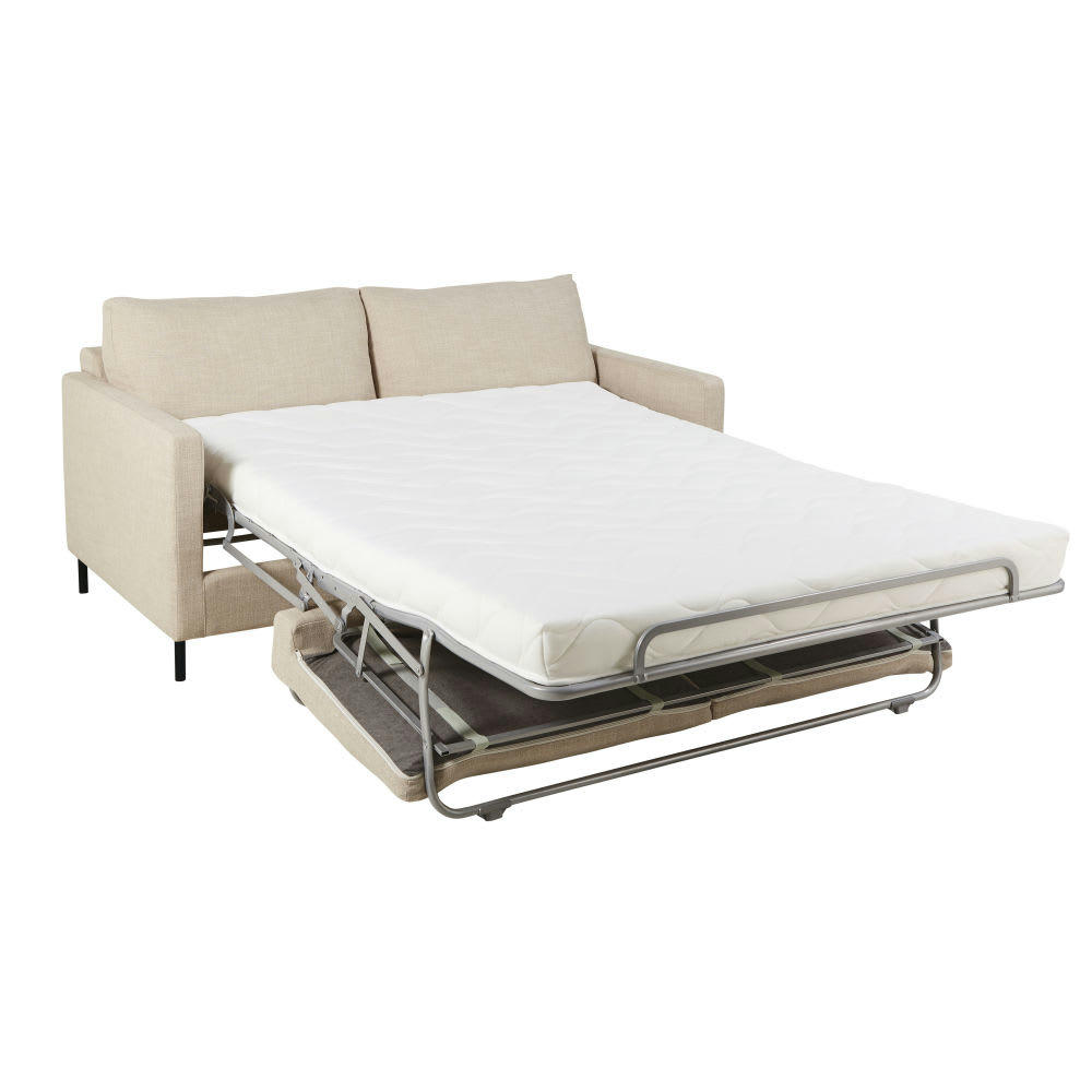 Julian - Canapé convertible 2/3 places beige, matelas 14 cm