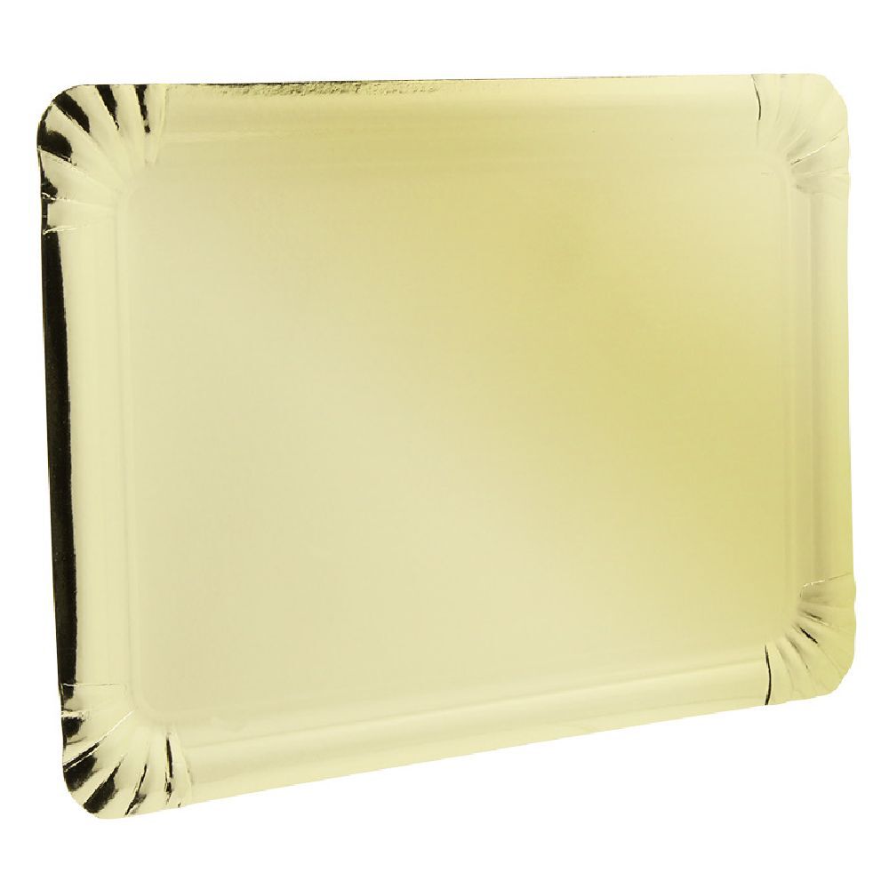 Plateau rectangulaire en carton doré x5