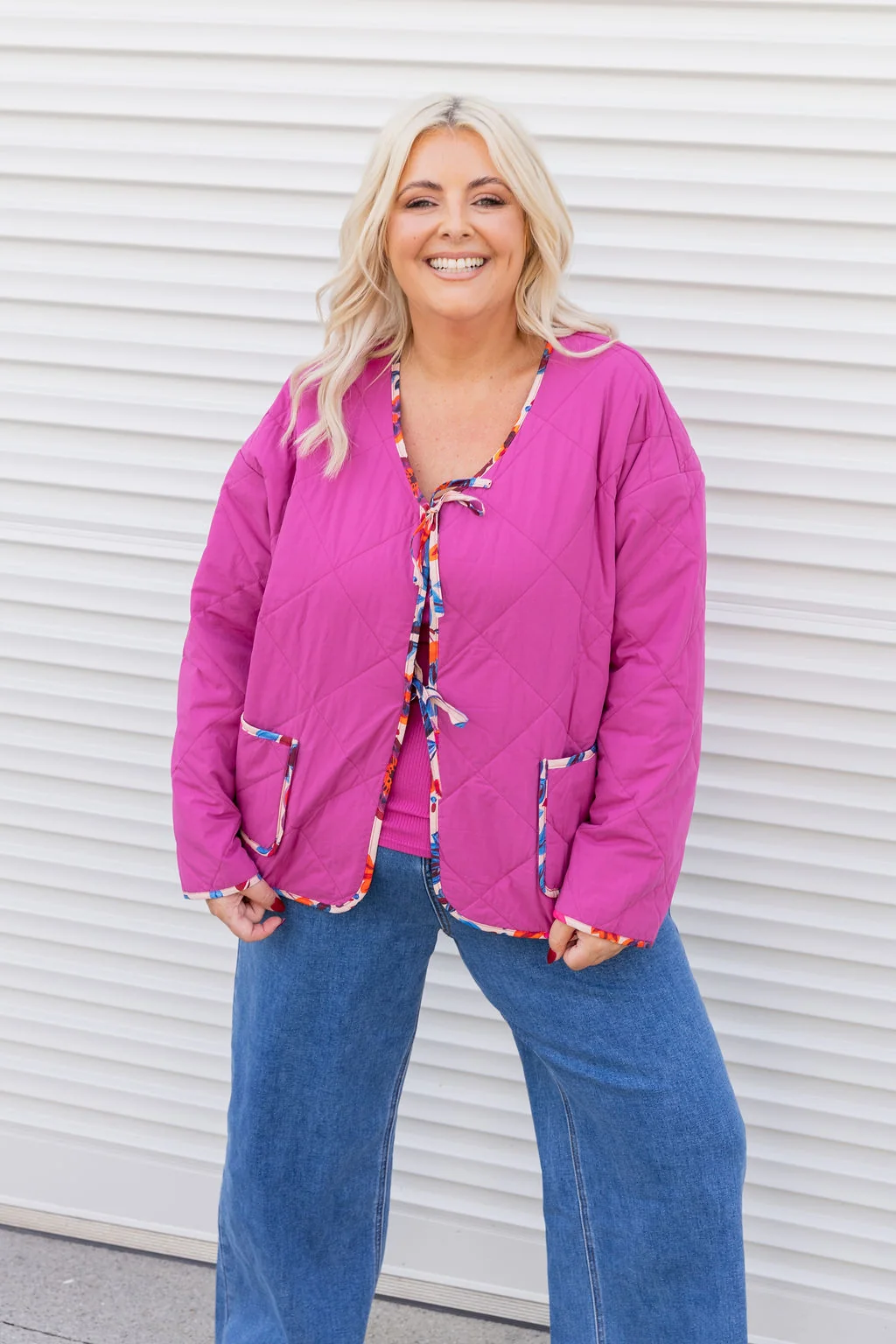 Deja Reversible Jacket in Jardin/Deep Magenta