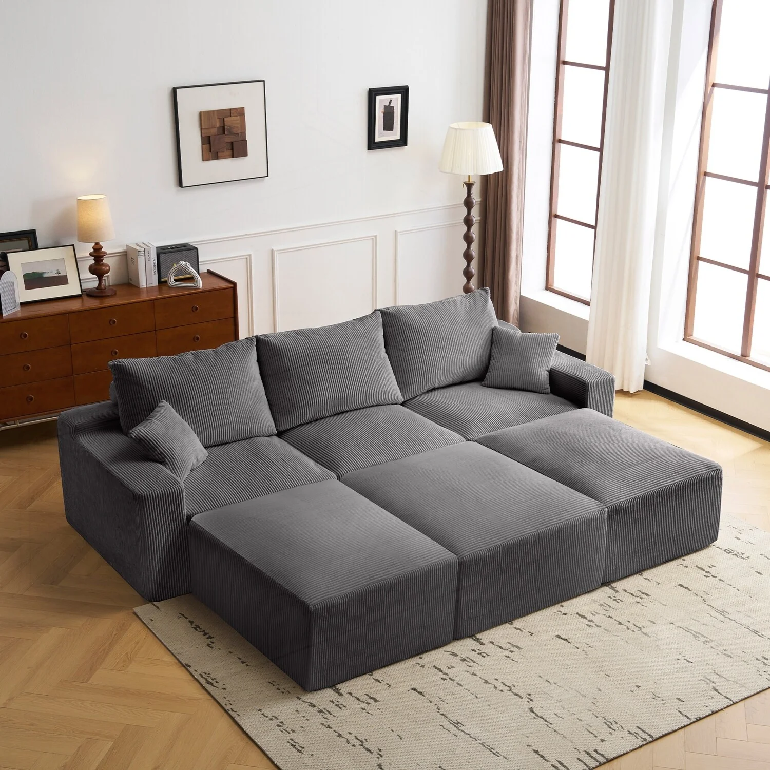 Versatile Modular Sofa with Deep Seat and Plush Upholstery for Living Spaces