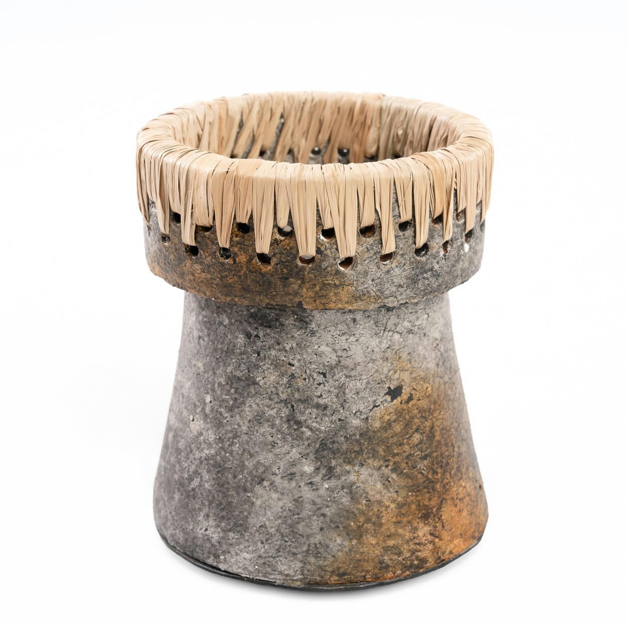 PRETTY - Bougeoir en terre cuite gris antique 12x16