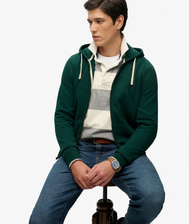 Monogram Embroidered Zip Hoodie