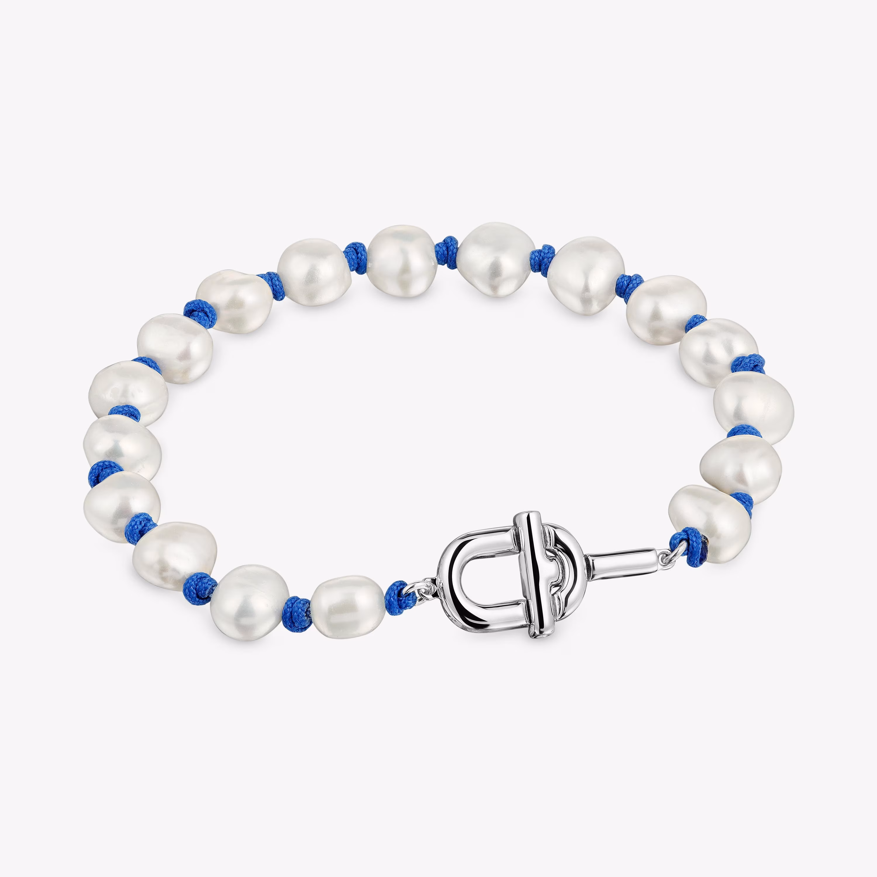 Pulsera de nylon azul con plata y perlas cultivadas TOUS MANIFESTO