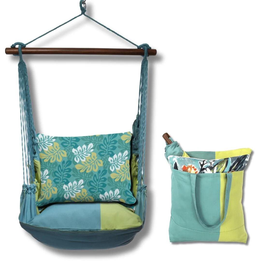 Magnolia Casual Swing Set 4 piece - Meadow Mist Stripe w/ Tropical Flow