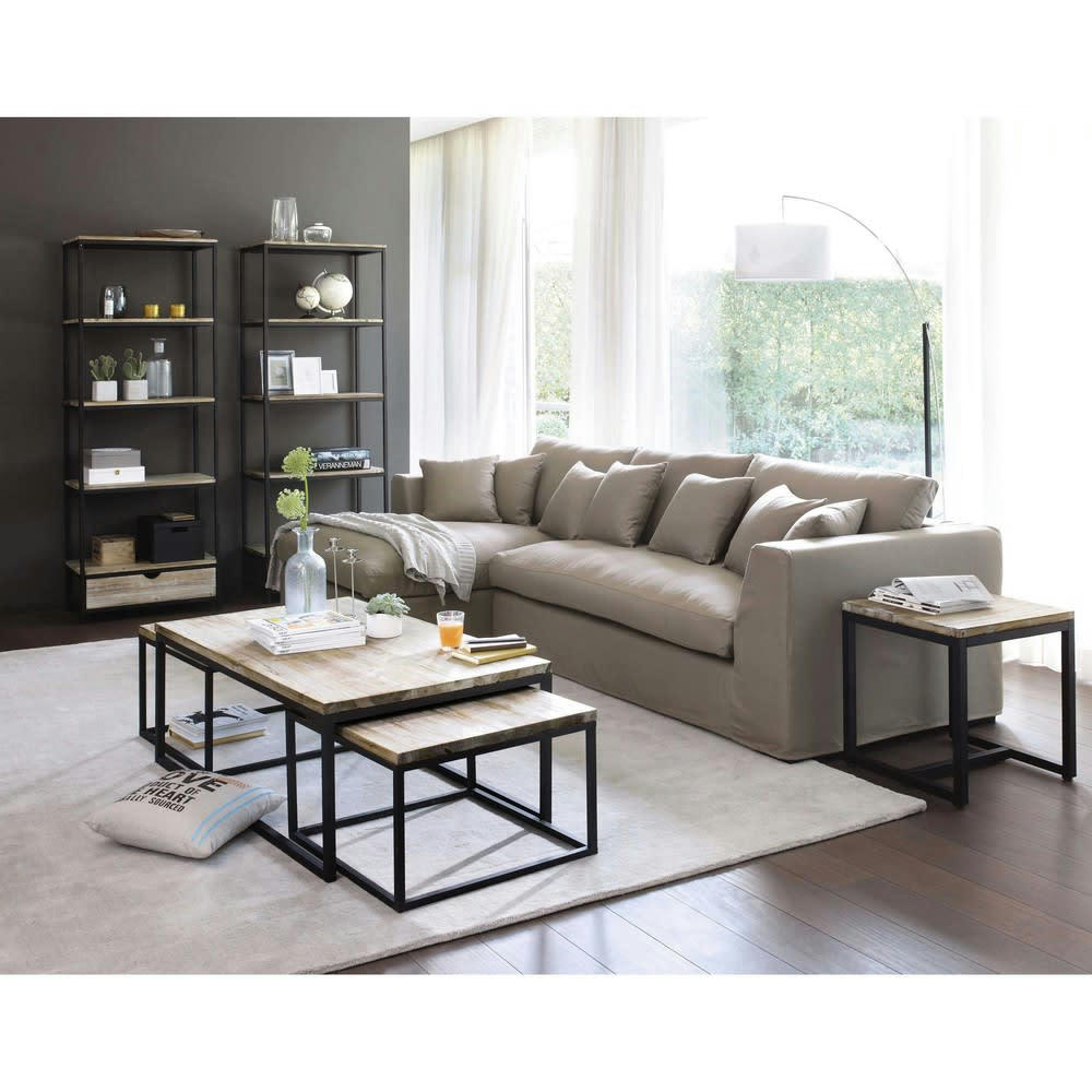 Long Island - Tables gigognes industrielles en bois de sapin massif et métal