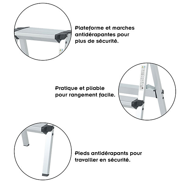 Marchepied Double Pliable En Aluminium 2 Marches