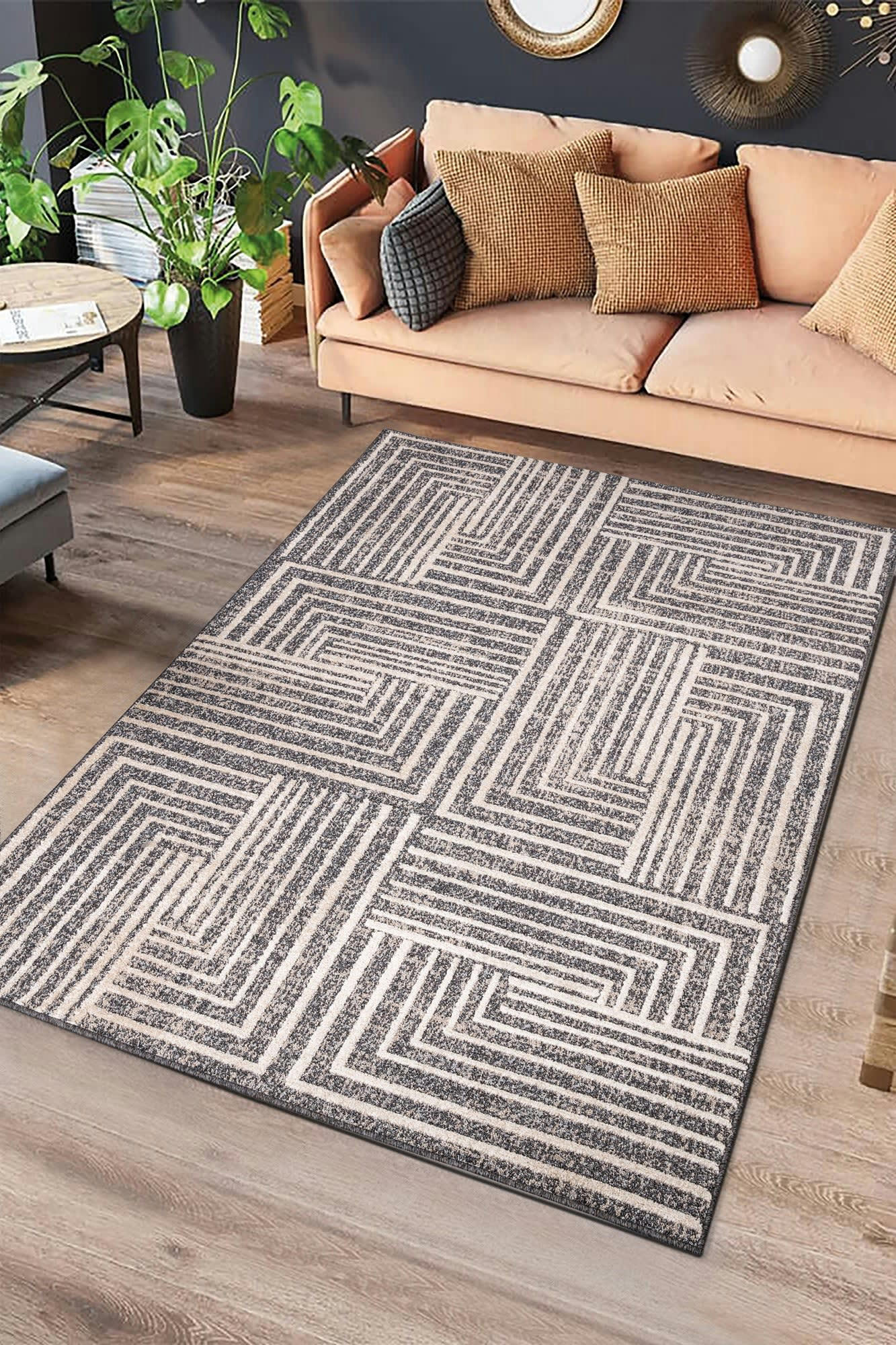 PAULA - Tapis vintage gaufré gris, 140X200 cm