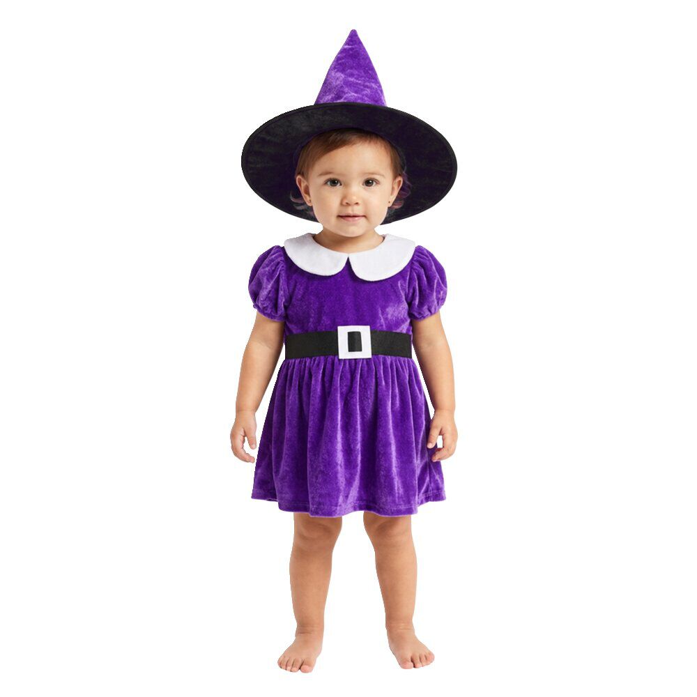 Déguisement bébé fille sorcière robe et chapeau polyester violet 18/24mois