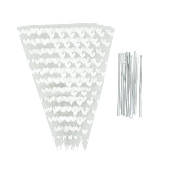 Whisk White Heart Cone Bags 10 Pack