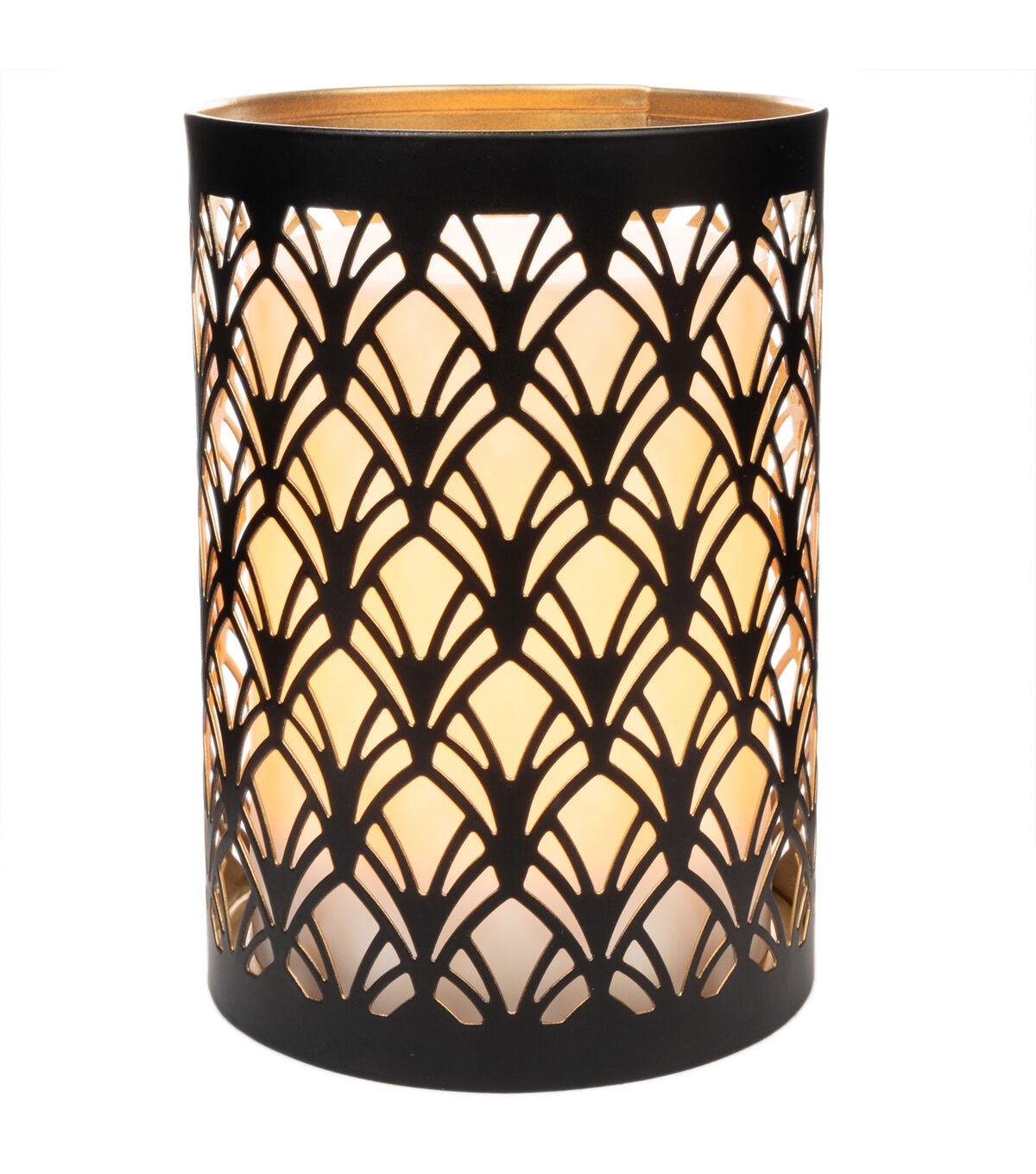3.5 x 5 LED Black Geometric Metal Luminary Lantern by Place & Time