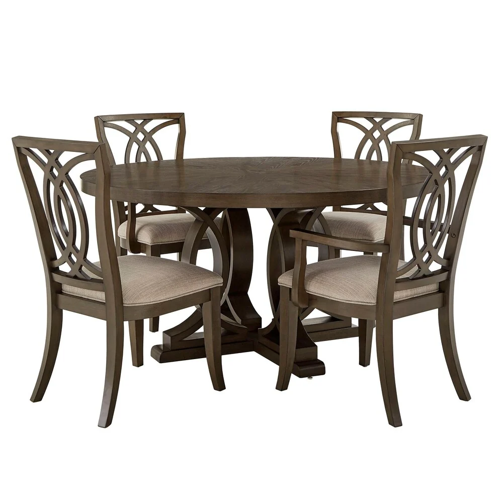 Sullivan Dark Walnut Finish 60 Round Dining Set by iNSPIRE Q Classic