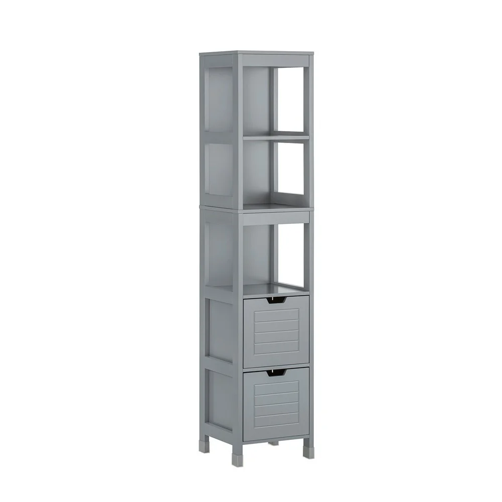 SoBuy Słupek łazienkowy z 2 szufladami Szary 30x30x145cm FRG126-SG