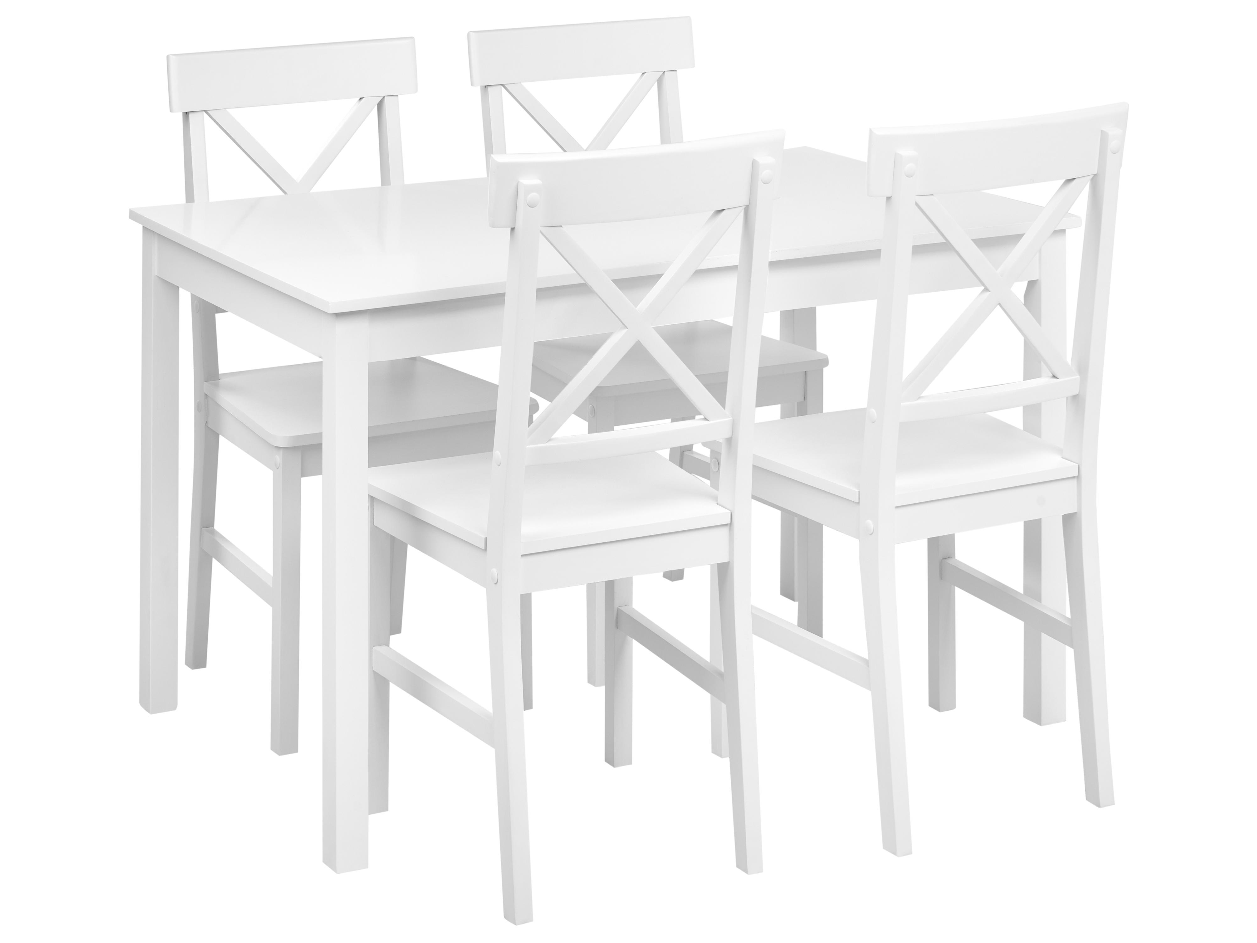 Dining Set BARLEE Poplar Wood White 4 Seater