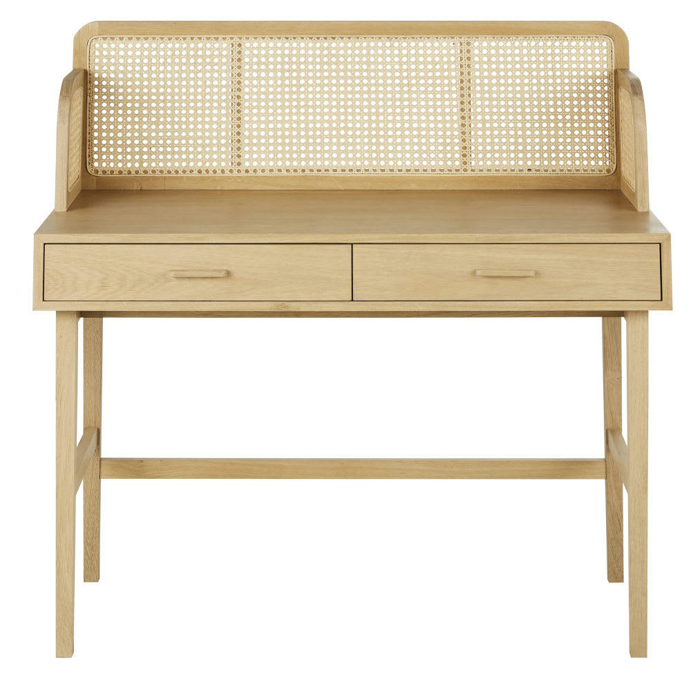 Canopy - Bureau 2 tiroirs cannage en rotin