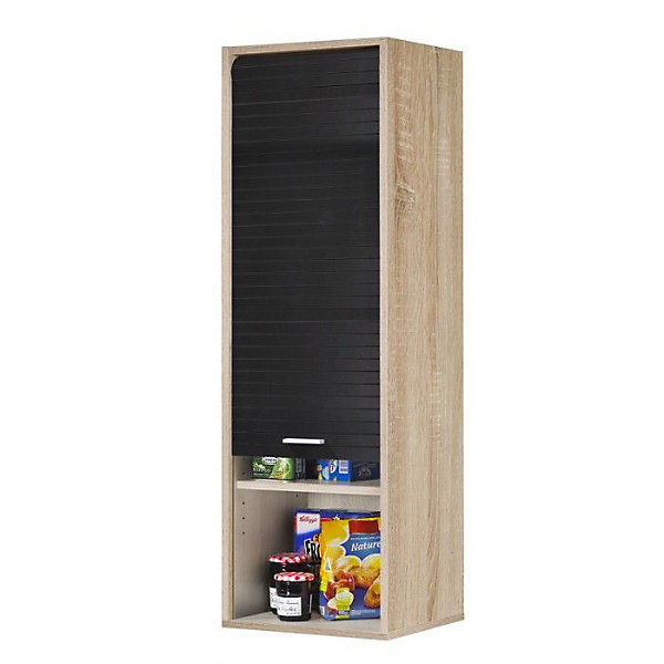 Meuble de Cuisine Chêne Rideau Noir 3 Etagères Larg 40 Haut 123.6 Prof 35 cm - L 40 x l 35 x H 123.6 cm