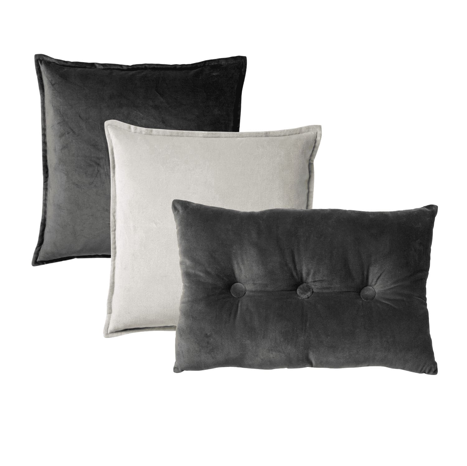 KUSSENSET - 3-delig - Caith & Valerie - 50x50 cm, 40x60 cm - sierkussens inclusief binnenkussens - antraciet, grijs