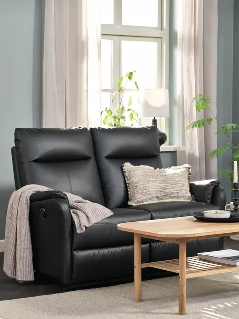 Sofa ABILDSKOV 2-pers. elektrisk sort kunstlæder