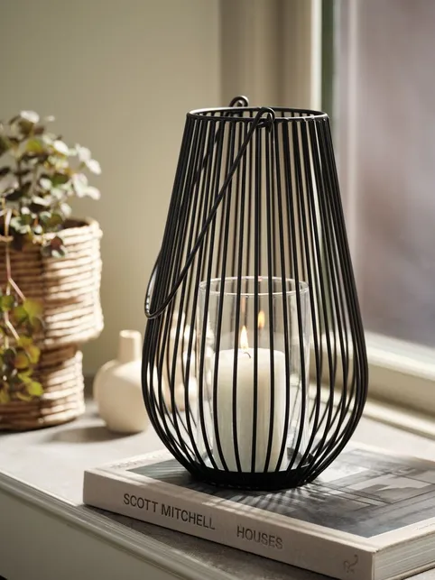 Lanterne MELIAS Ø21xH34cm sort