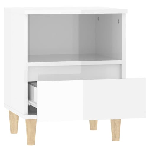 NNEVL Bedside Cabinet High Gloss White 40x35x50 cm