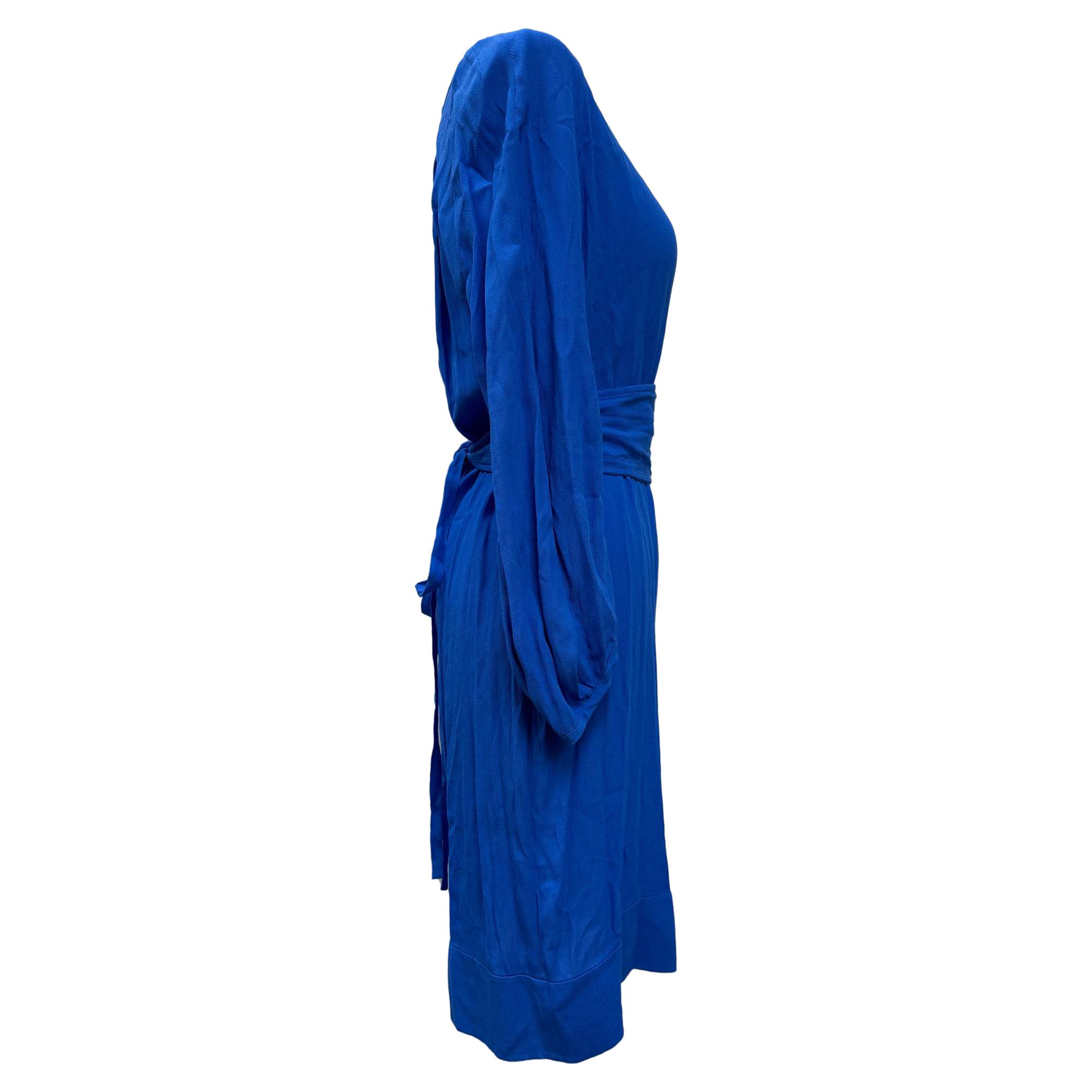 Diane Von Furstenberg Preloved Knee Length Dress in Blue Silk