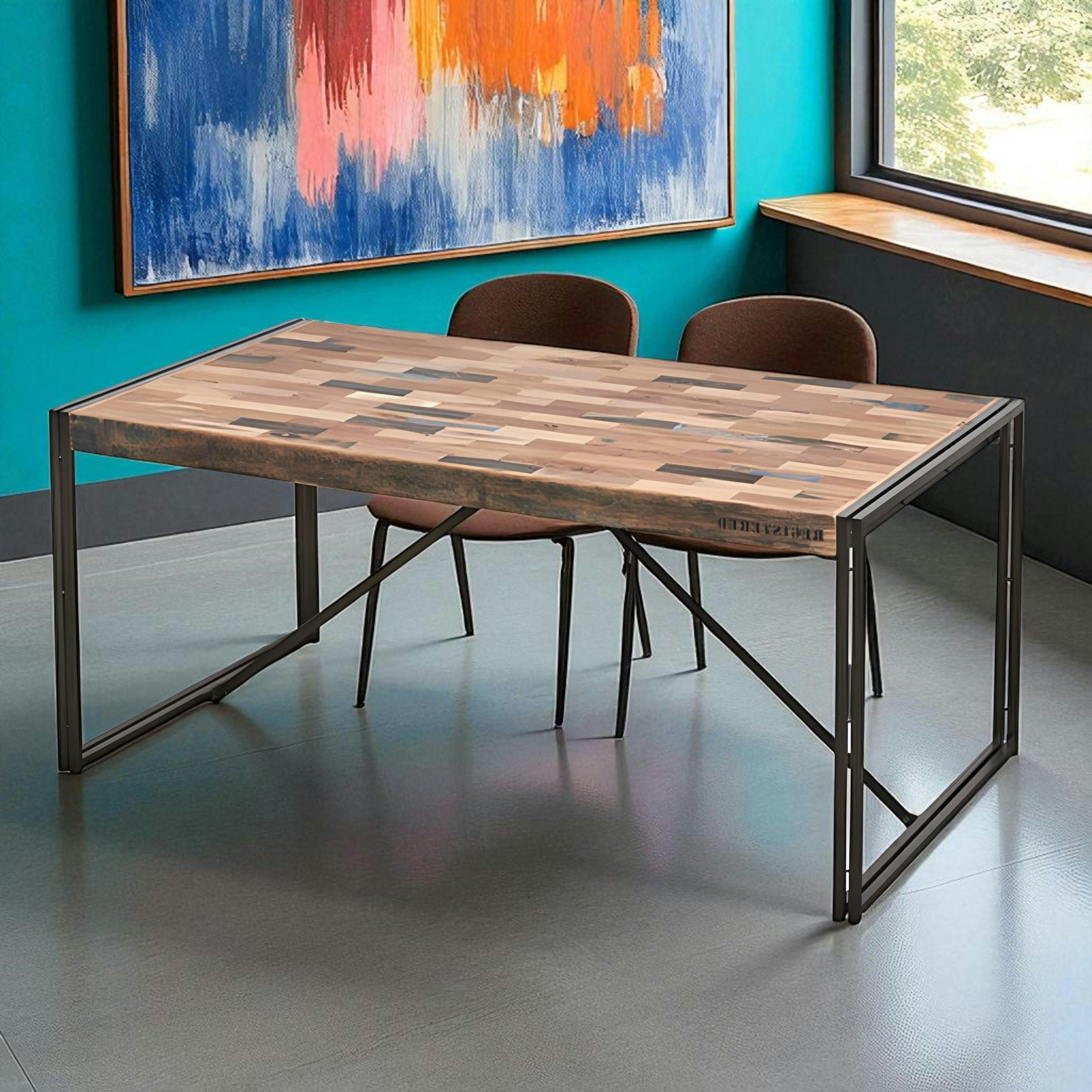 Table à manger rectangle bois recyclé 175x100 CARAVELLE