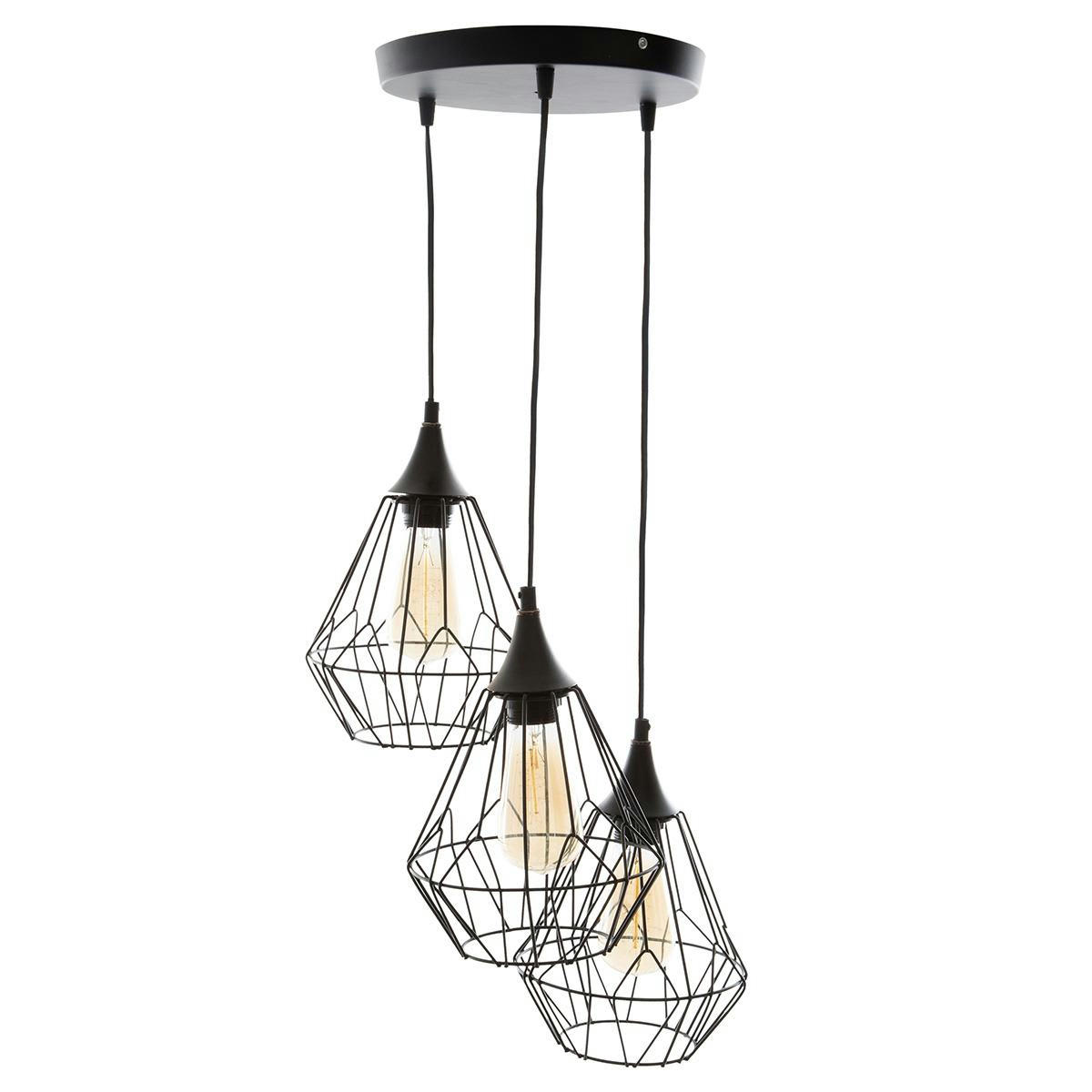 - Suspension métal filaire 3 lampes
