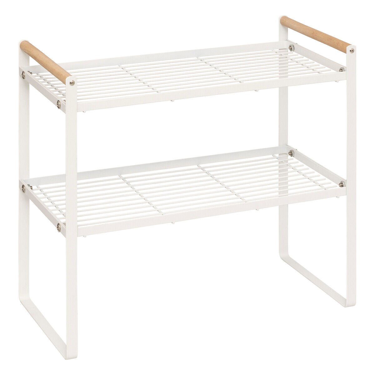 Estante de cozinha branco com 2 níveis 37.5cm