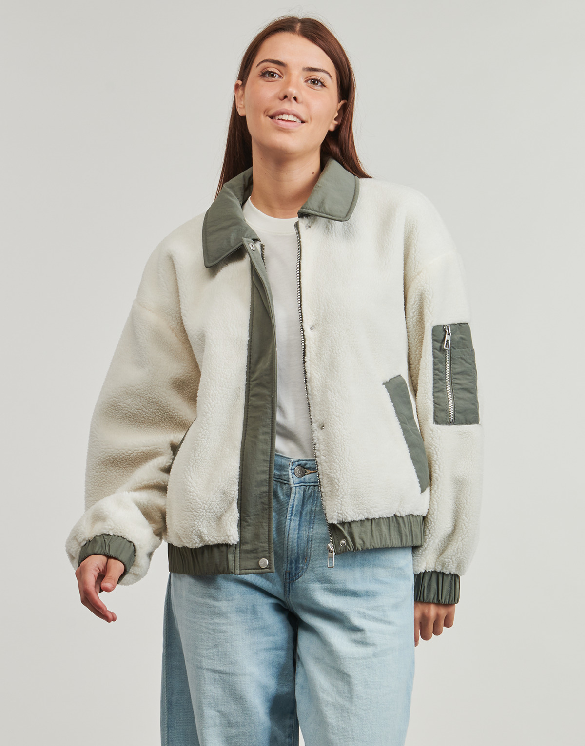 Only - ONLSIENA TEDDY MIX JACKET - Beige / Grey