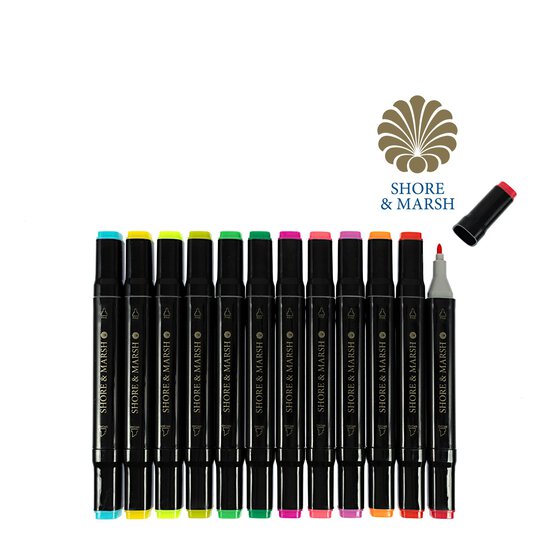 Shore & Marsh Bright Dual Tip Art Markers 12 Pack