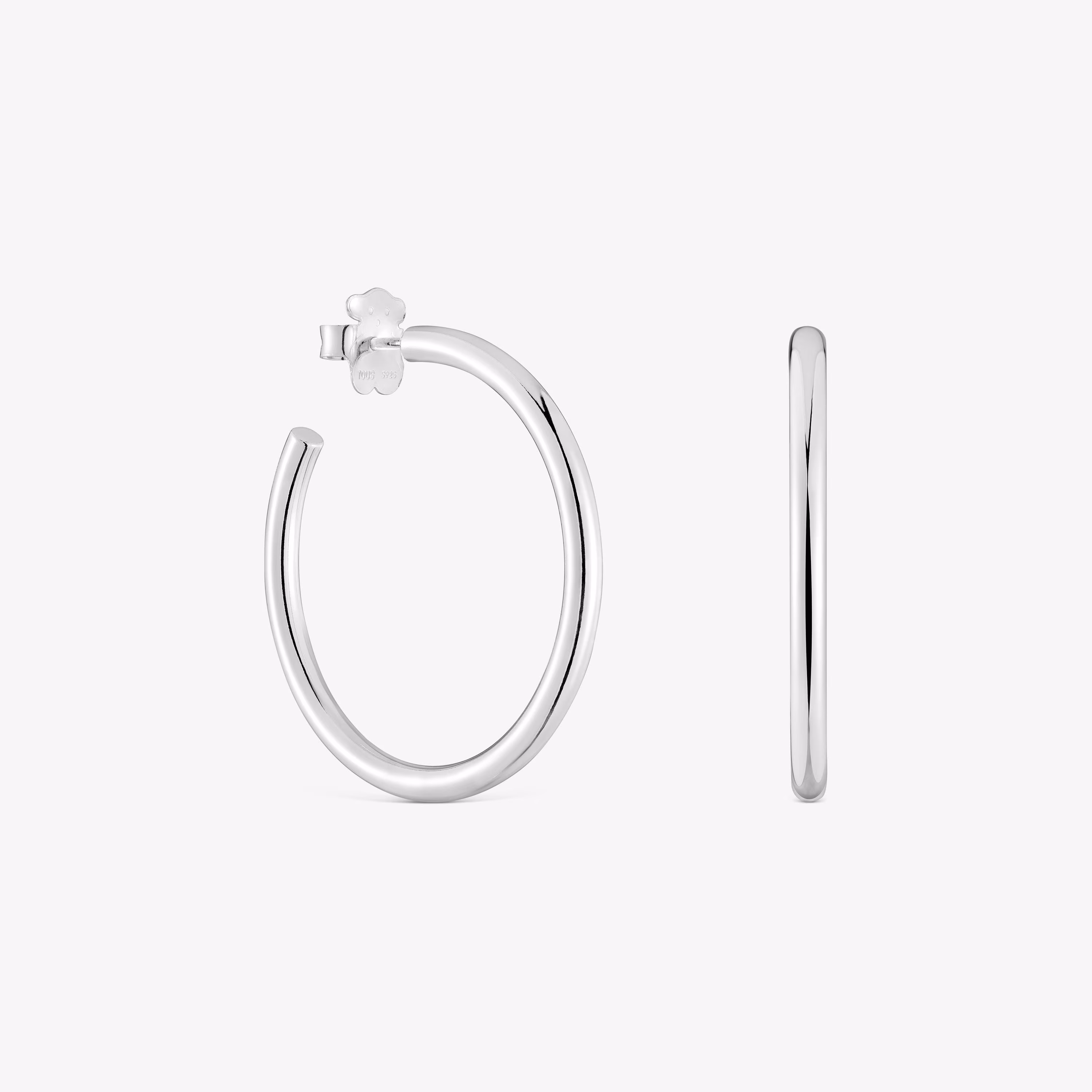 Pendientes de aro largos de plata 27 mm Basics
