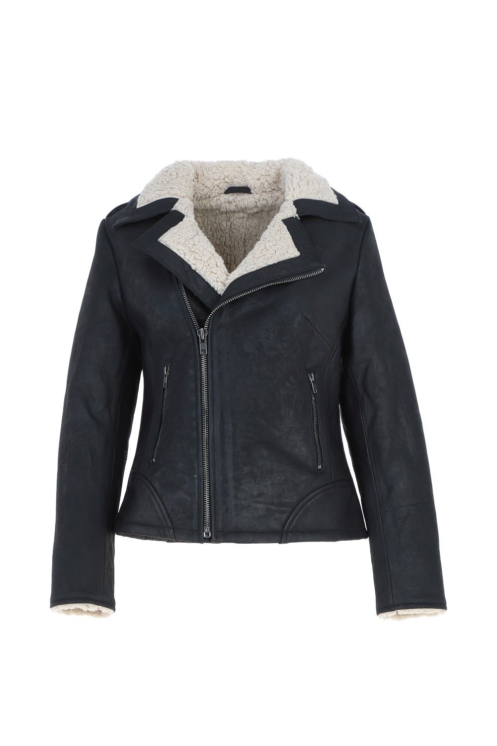 Ashwood Leather Jan' Real Leather Biker Style Jacket With Faux Fur Lining
