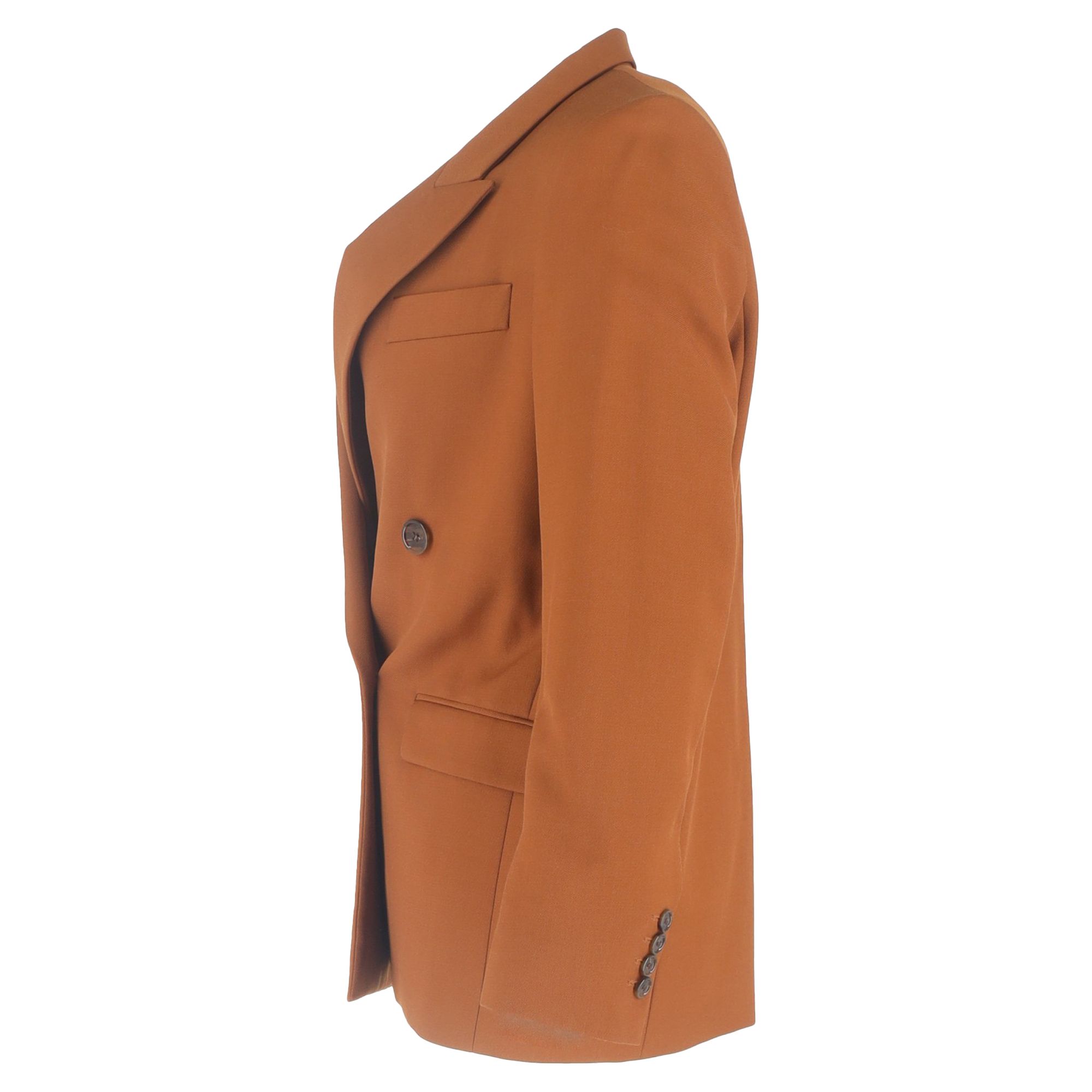 Acne Studios Preloved Double-Breasted Blazer with Pockets in Brown Polyester