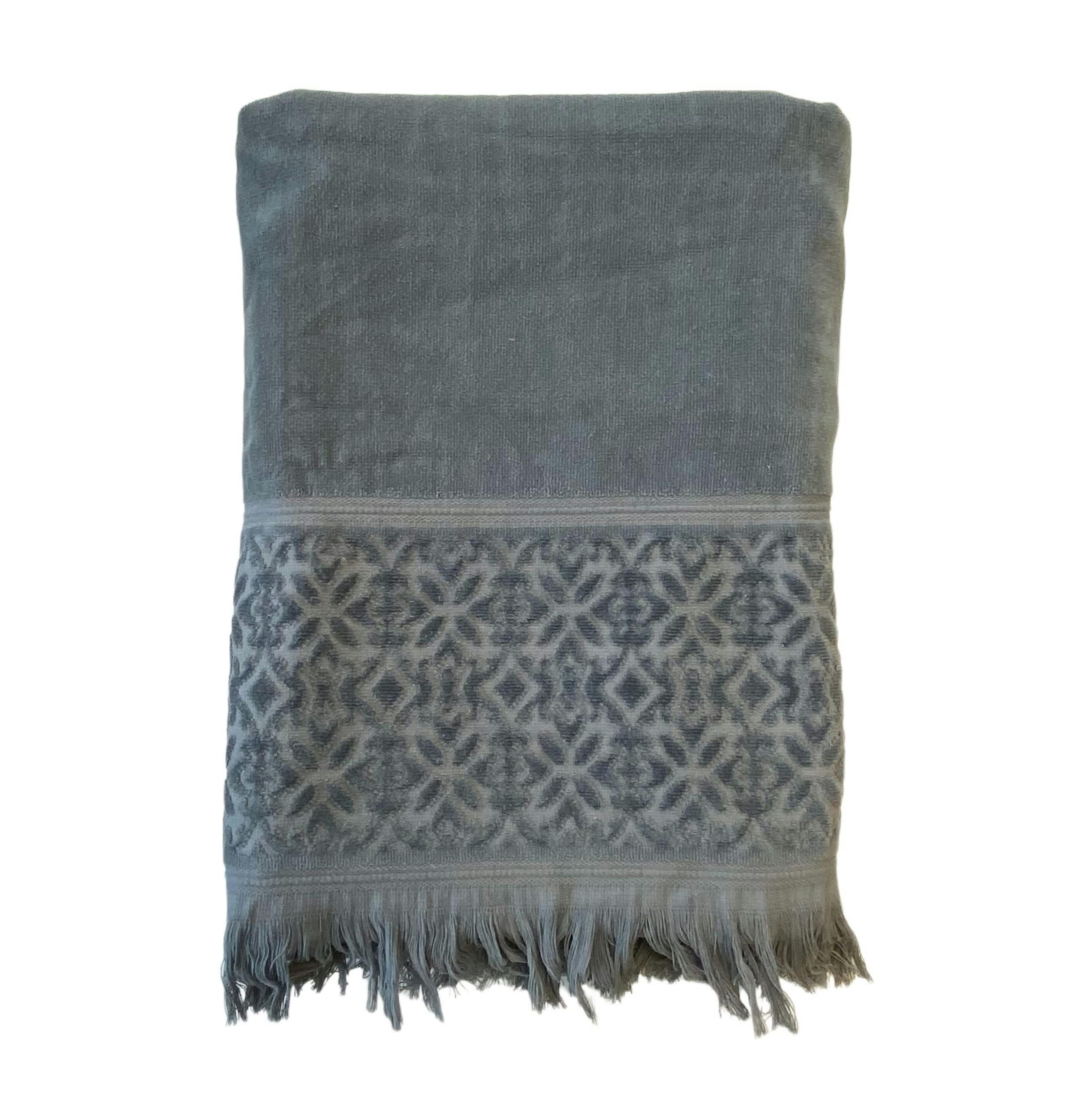 EPONGE VELOURS UNIE - Serviette de bain éponge velours "Romance" gris 90x170